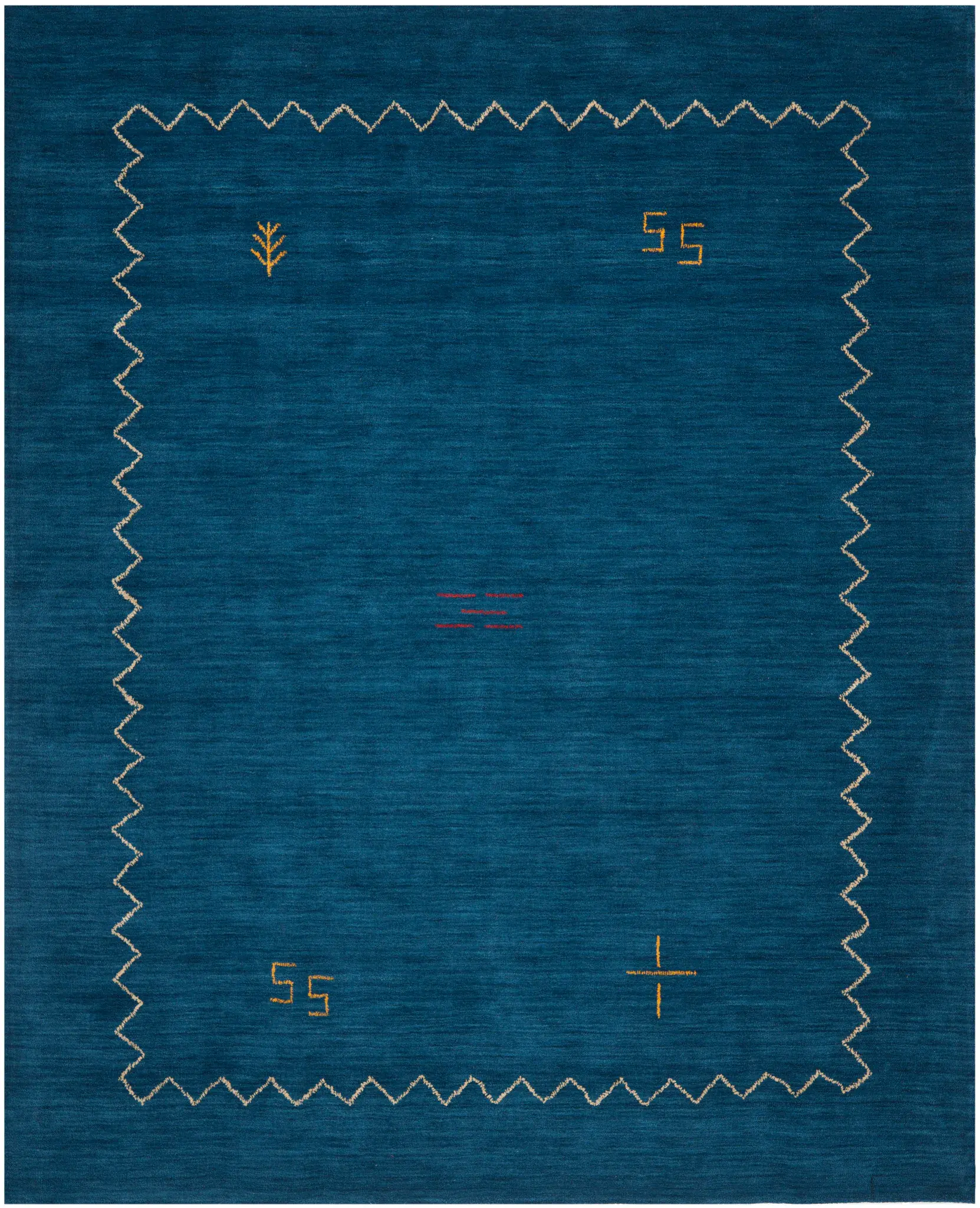 Himalaya Zig-Zag Border Hand-Loomed Wool Rug