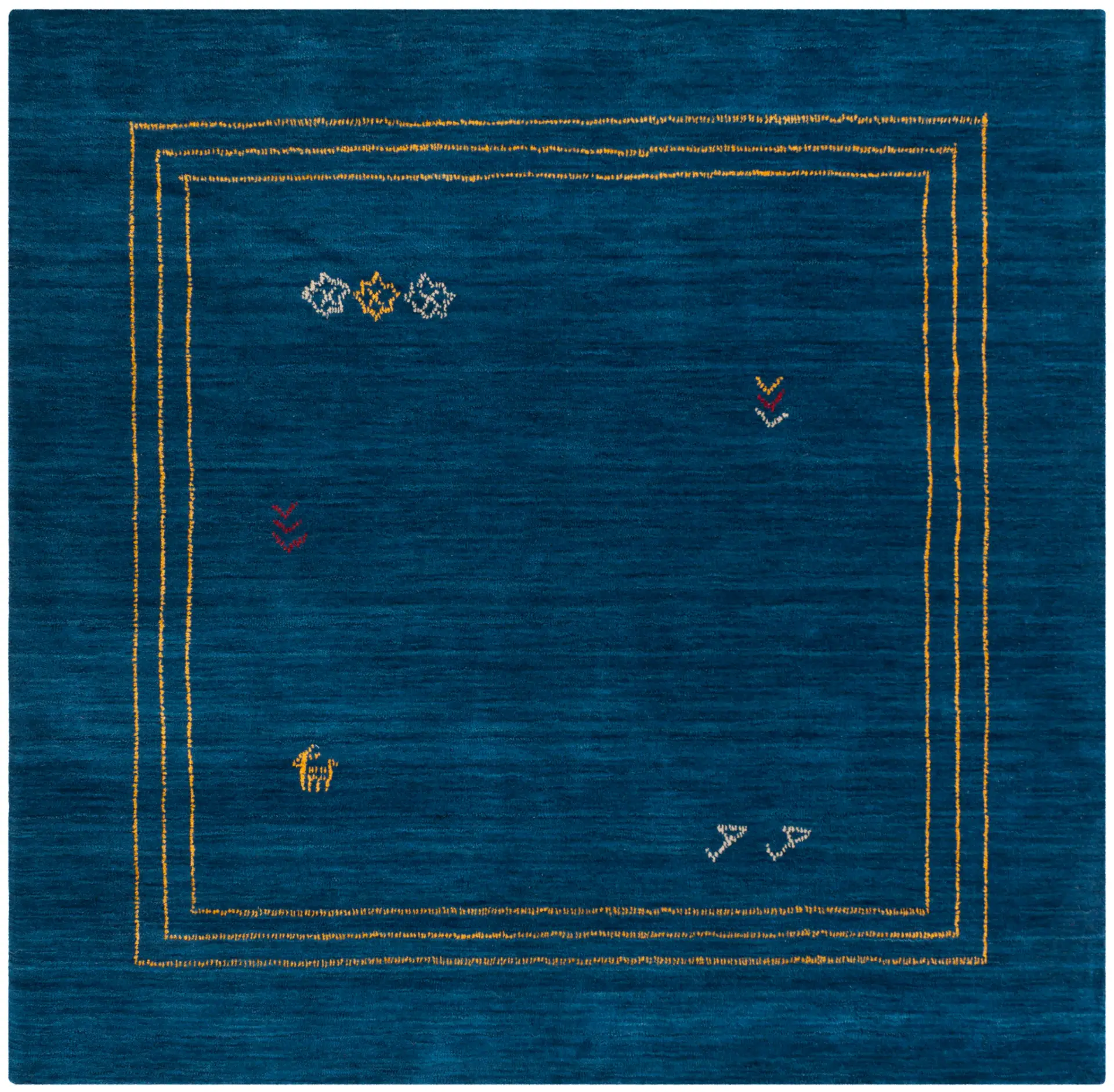 Himalaya Bordered Motif Hand-Loomed Wool Rug