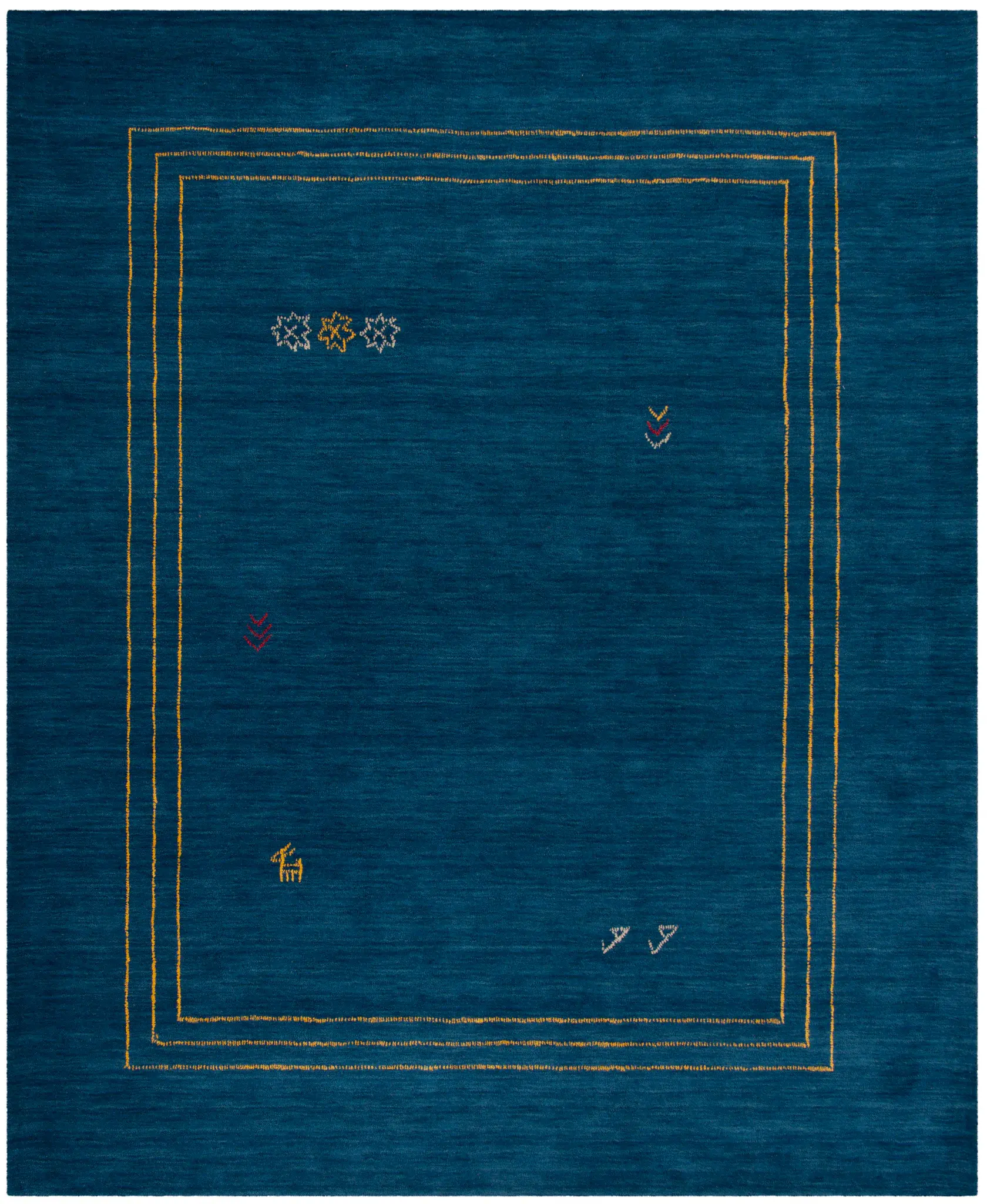 Himalaya Bordered Motif Hand-Loomed Wool Rug