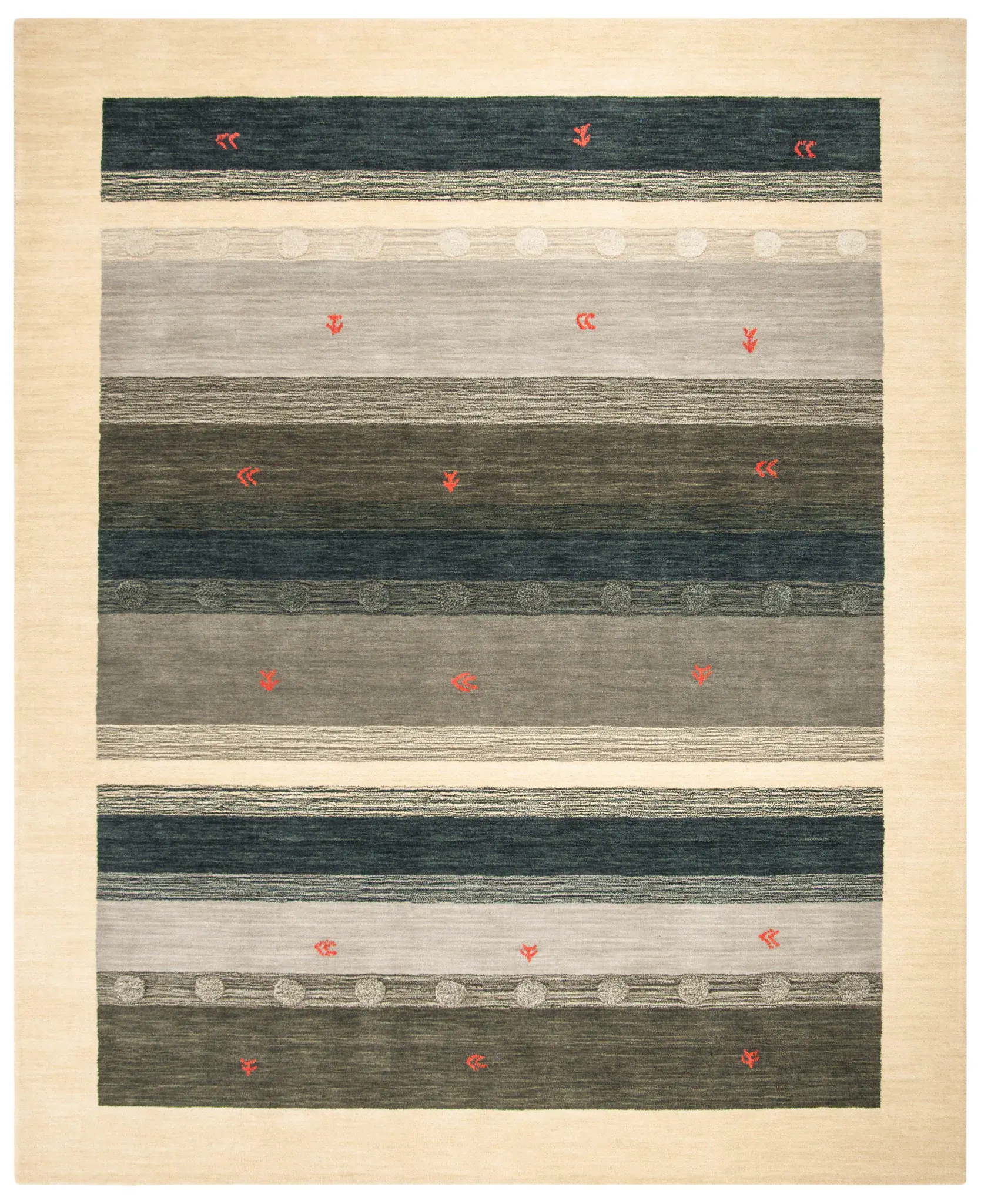 Himalaya Striped Bordered Hand-Loomed Wool Rug