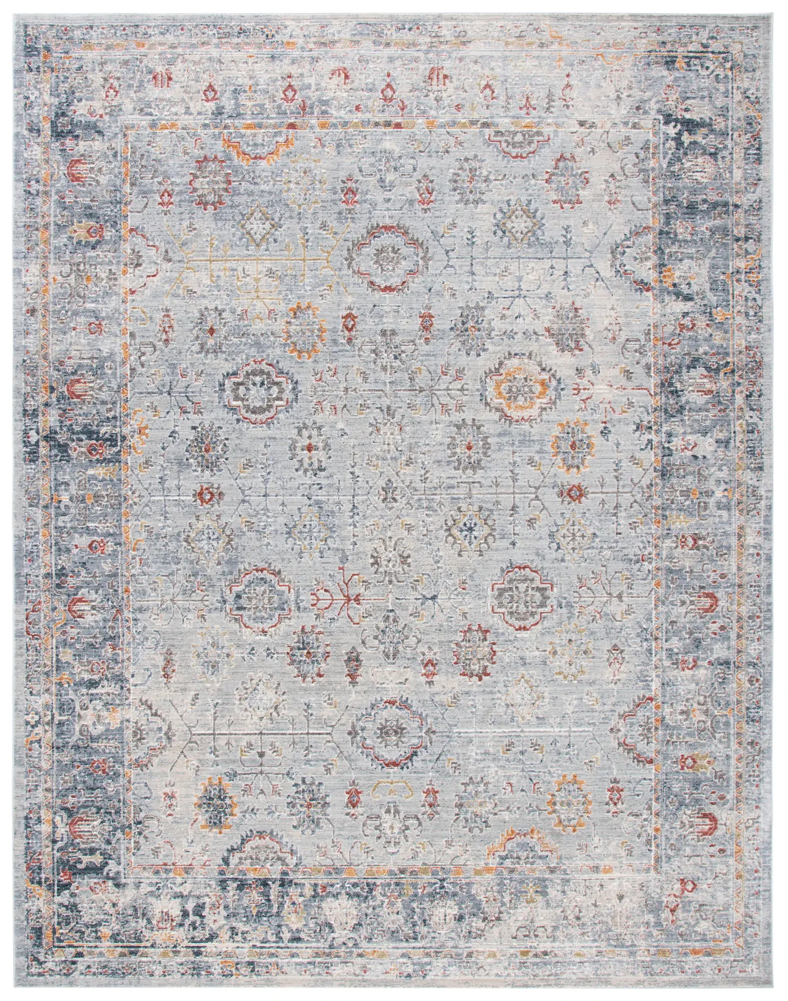 History Distressed Palmette Bordered Rug