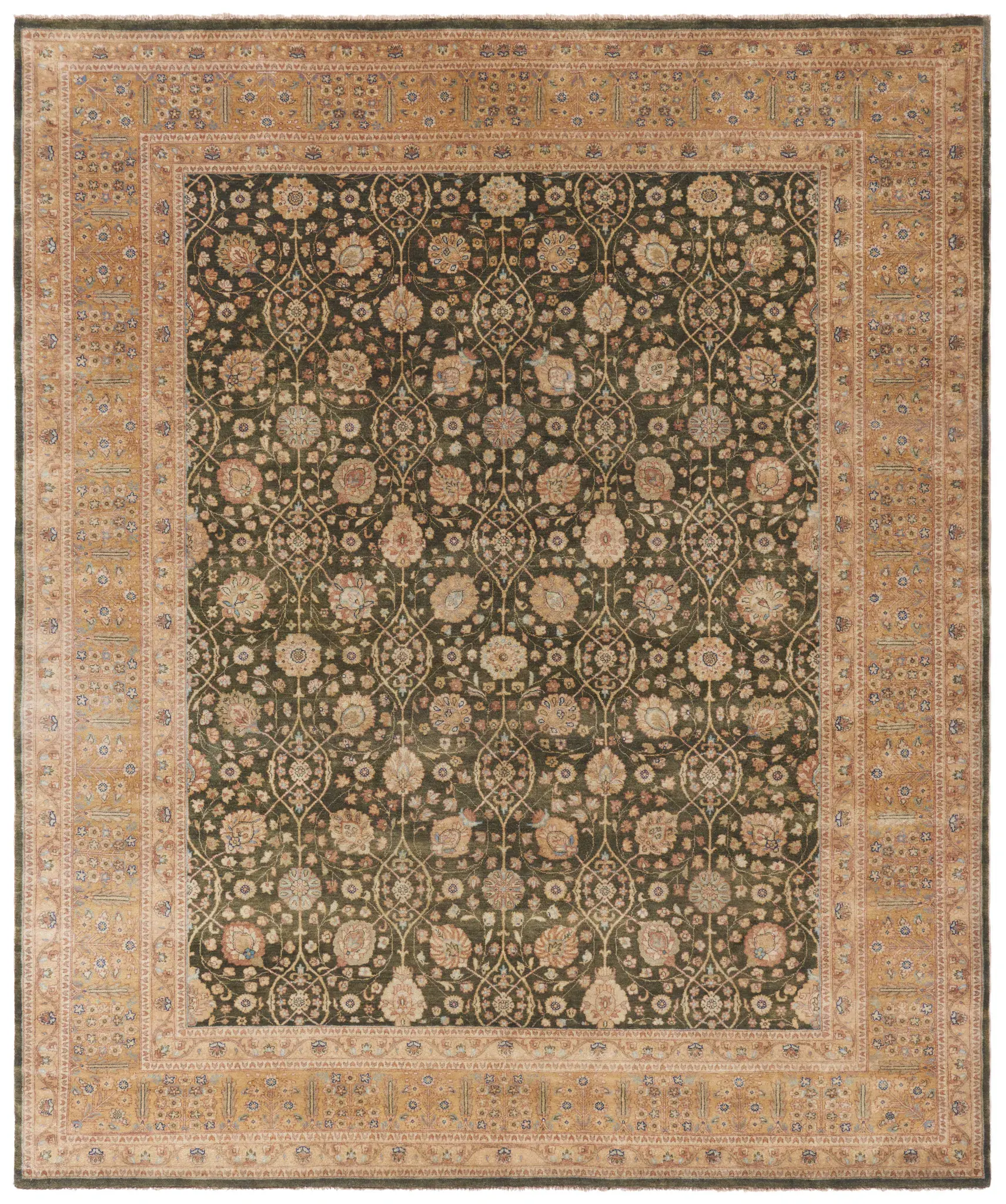 Haj Jalili Interlocking Floral Hand-Knotted Wool Rug