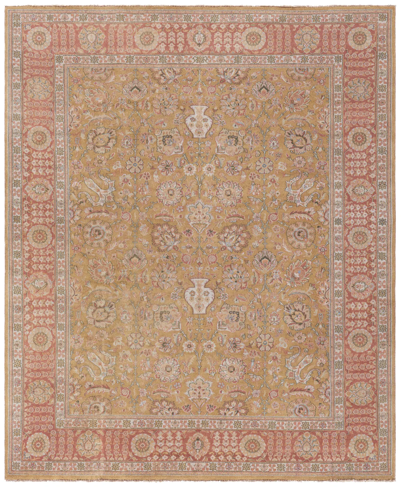 Haj Jalili Floral Vase Hand-Knotted Wool Rug