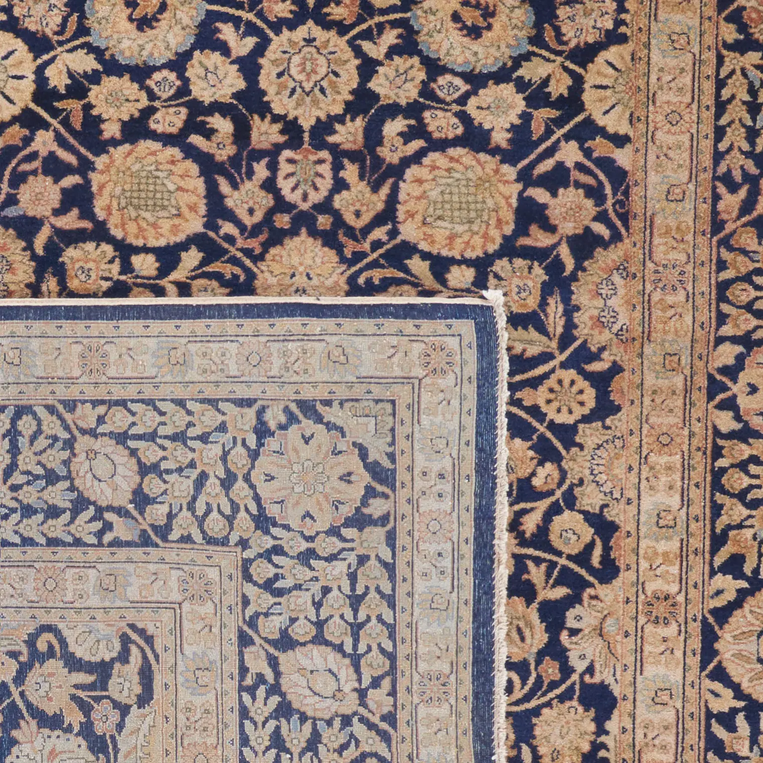 Haj Jalili Palmette Bordered Hand-Knotted Wool Rug