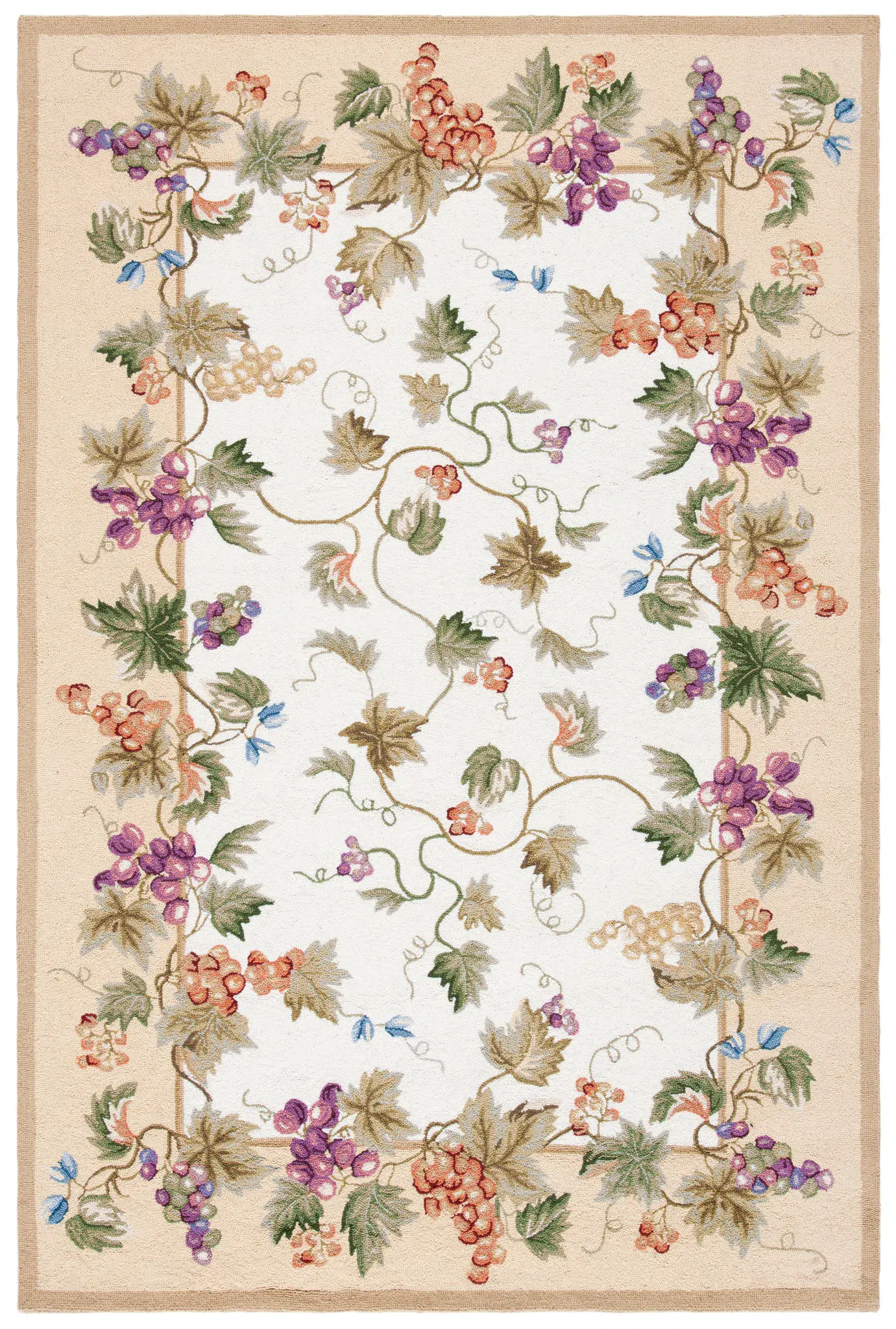 Chelsea Grapevine Wreath Hand-Hooked Wool Rug