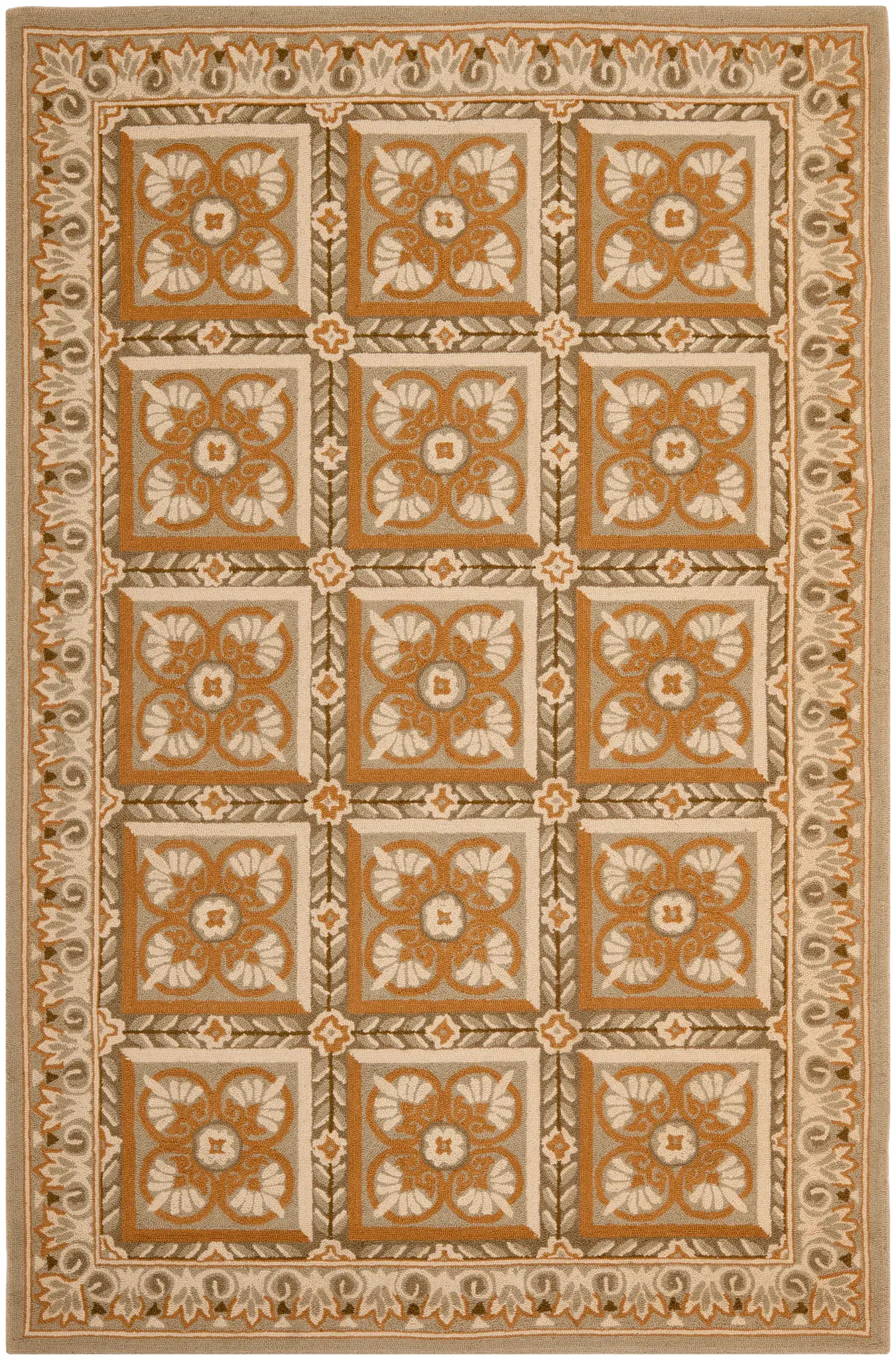 Chelsea Floral Panel Hand-Hooked Wool Rug