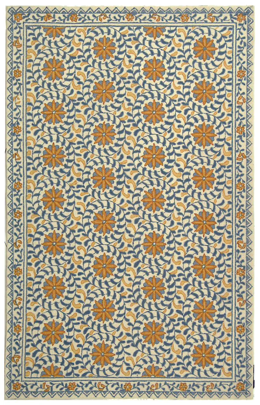 Chelsea Floral Wreath Hand-Hooked Wool Rug