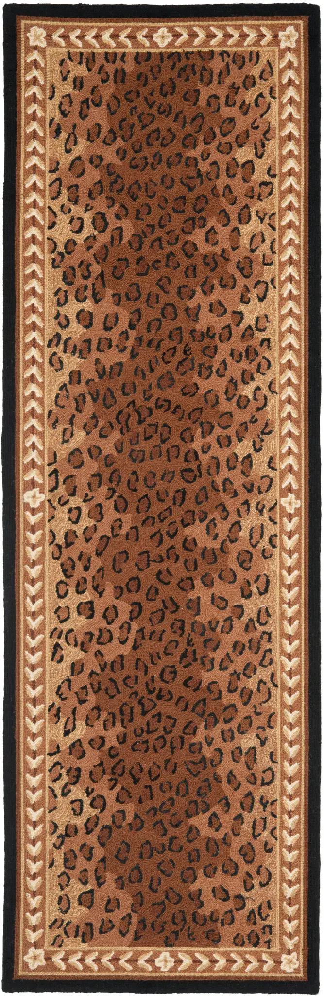 Chelsea Leopard Print Bordered Hand-Hooked Wool Rug