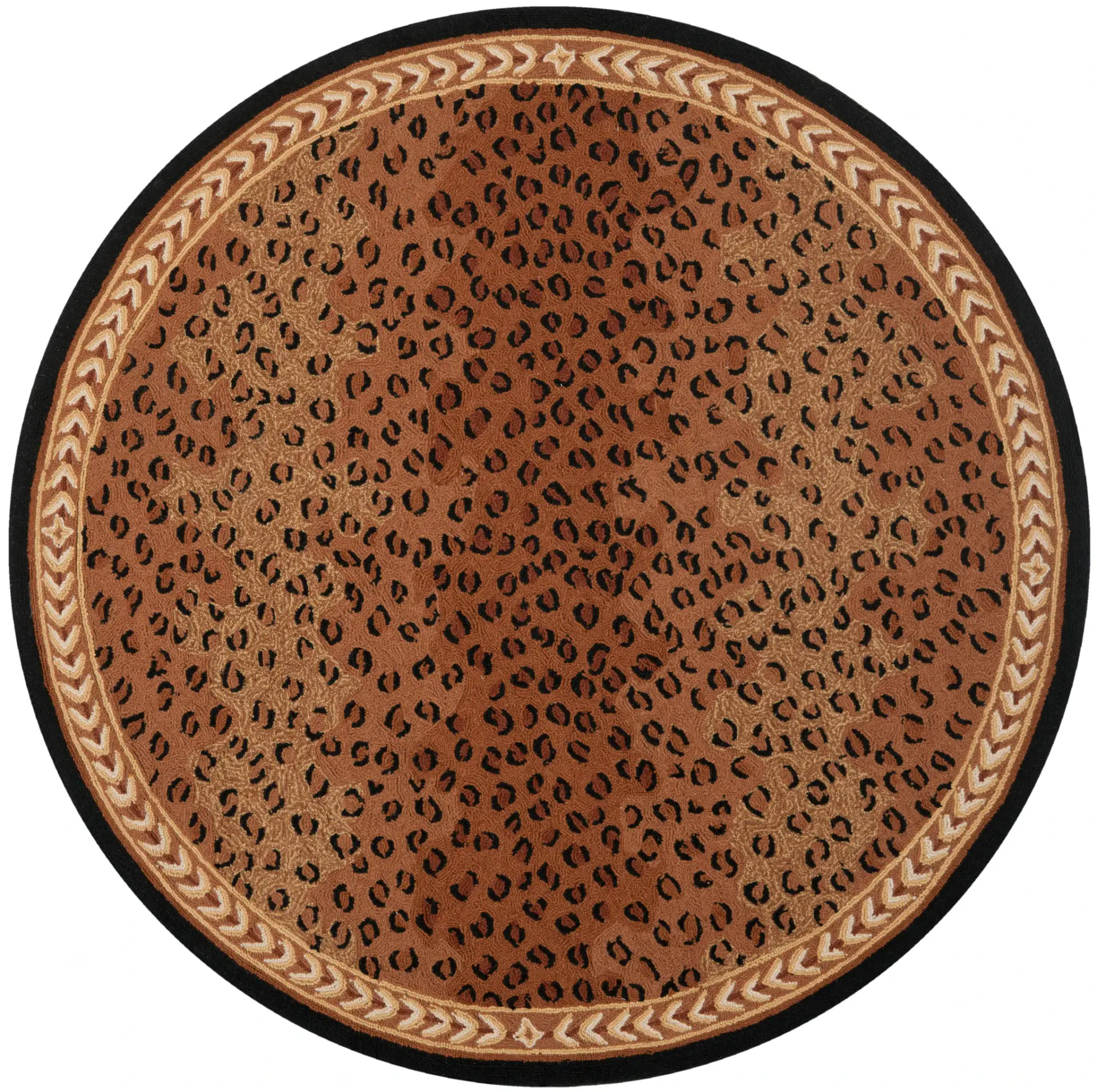 Chelsea Leopard Print Bordered Hand-Hooked Wool Rug