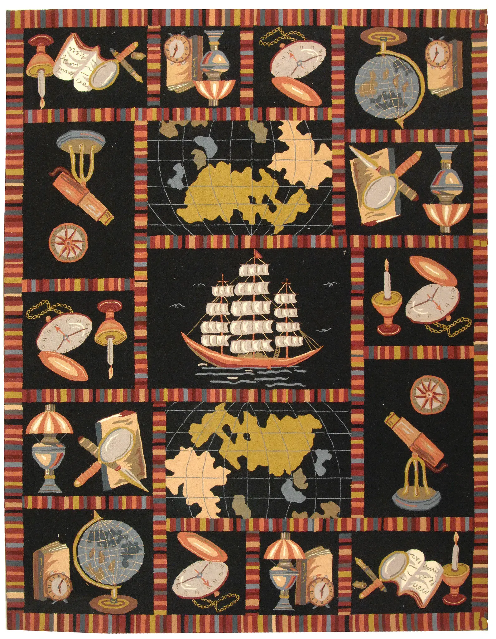 Chelsea Maritime Grid Hand-Hooked Wool Rug