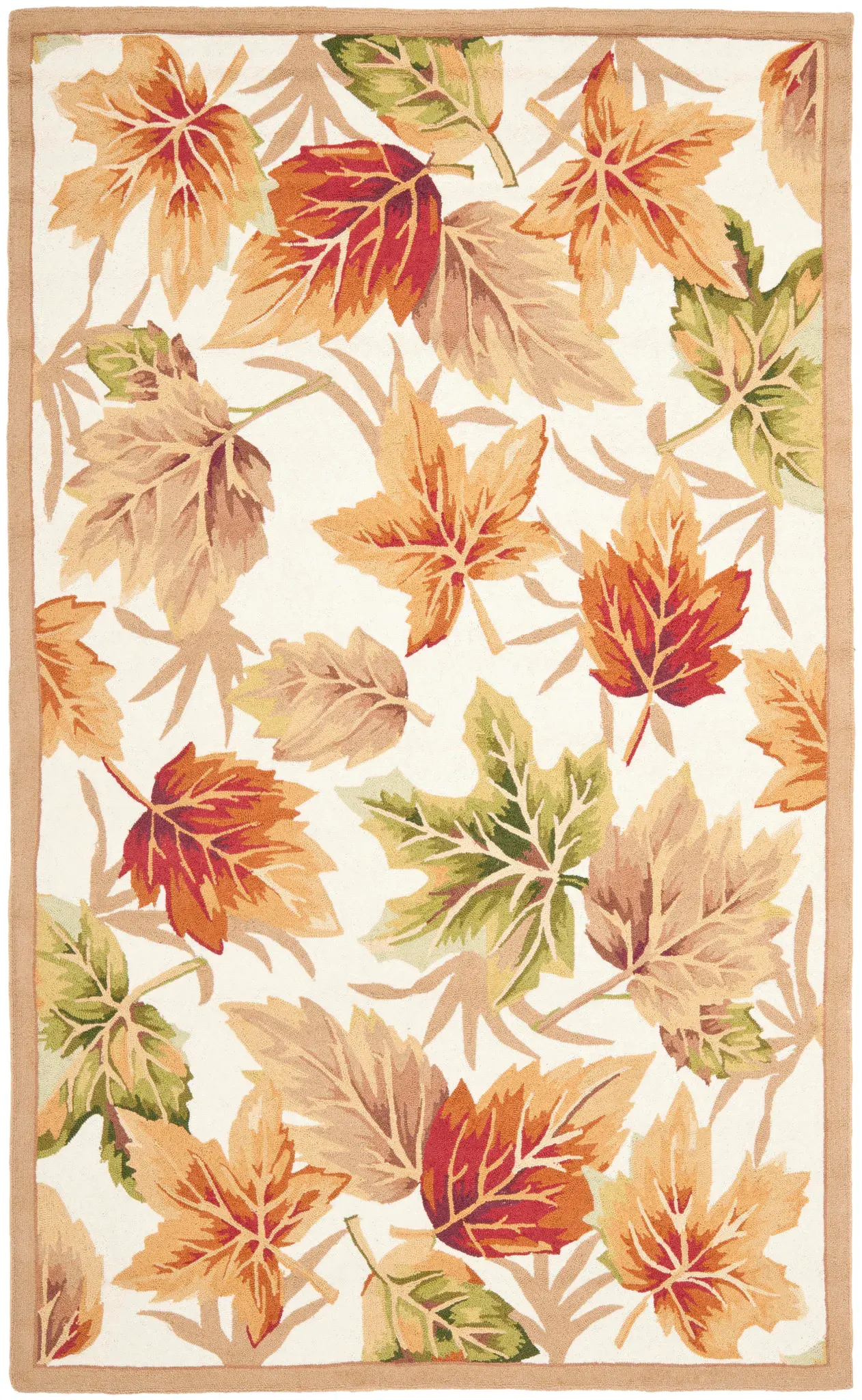 Chelsea Scattered Leaves Hand-Hooked Wool Rug
