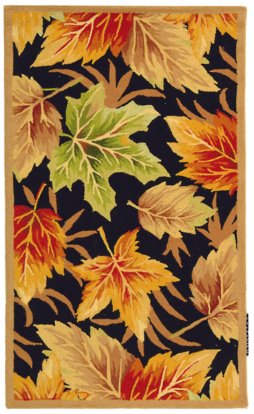 Chelsea Scattered Leaves Hand-Hooked Wool Rug