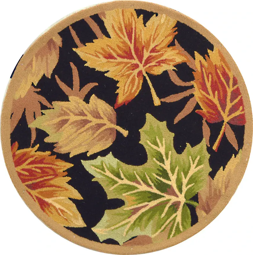 Chelsea Scattered Leaves Hand-Hooked Wool Rug