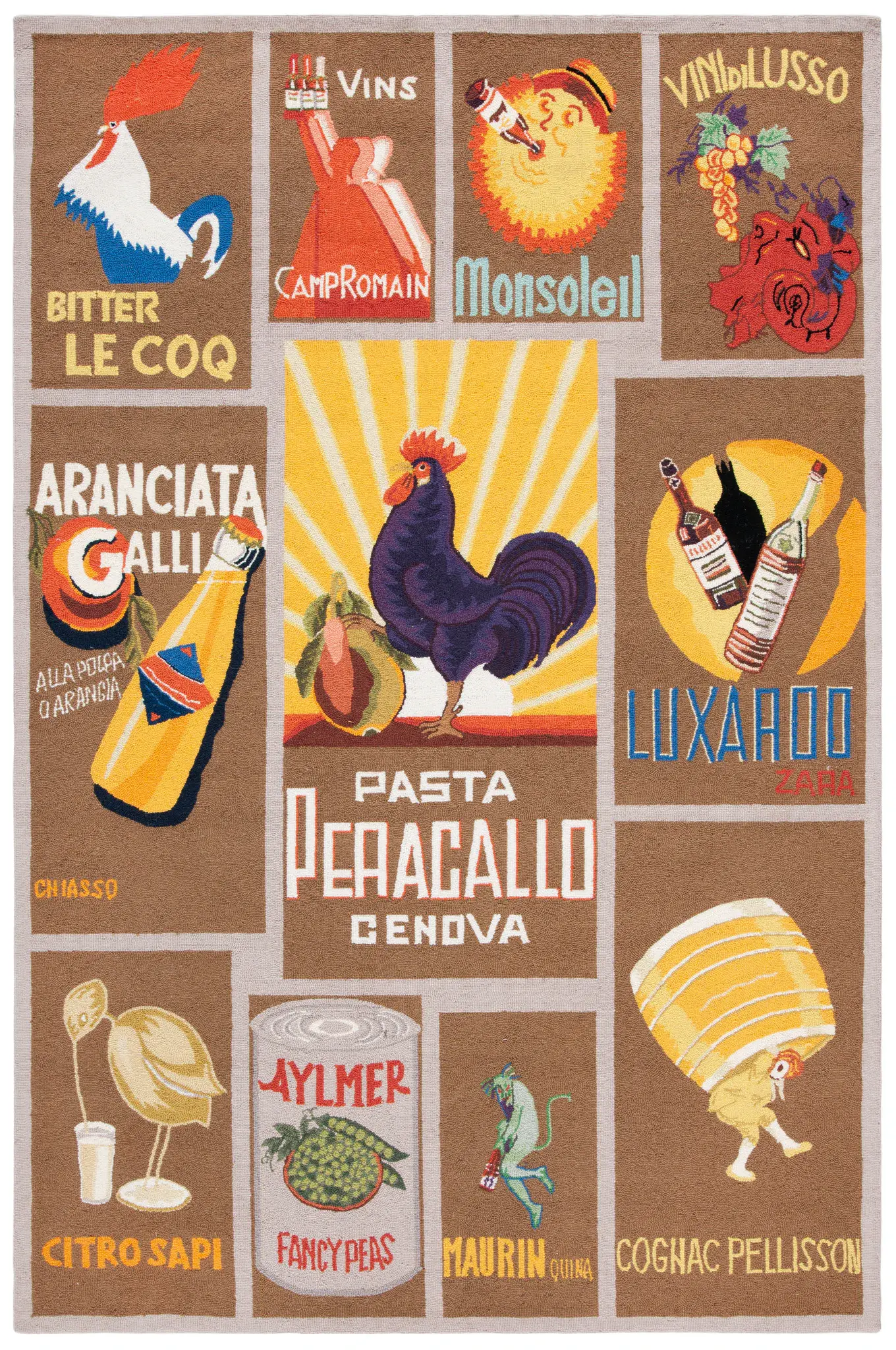 Chelsea Vintage Poster Hand-Hooked Wool Rug