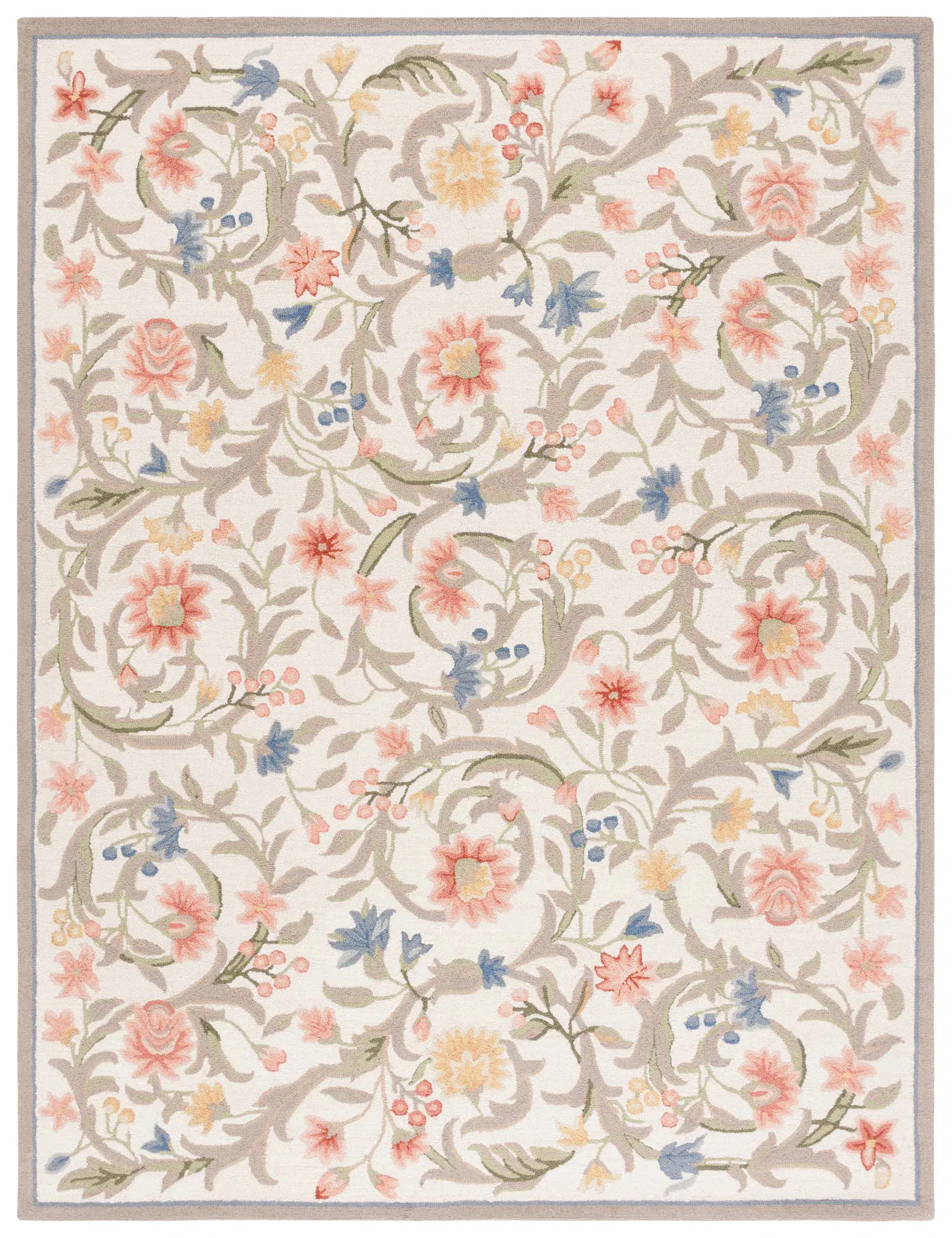 Chelsea Scrolling Floral Hand-Hooked Wool Rug