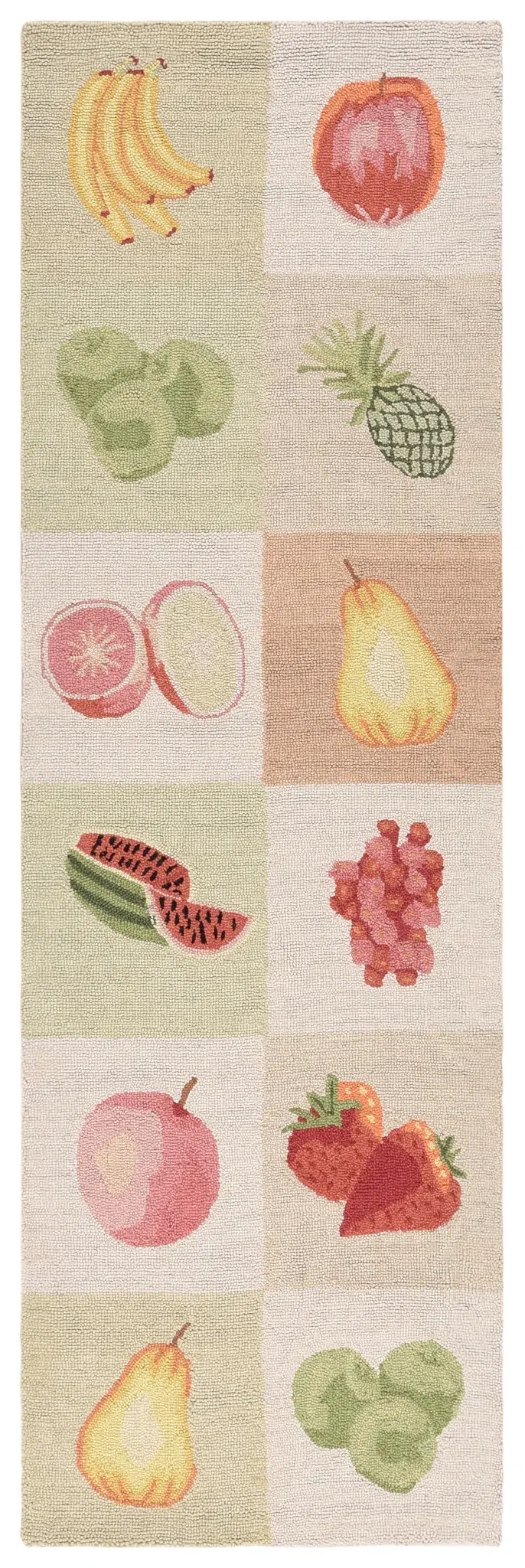 Chelsea Fruit Grid Hand-Hooked Wool Rug