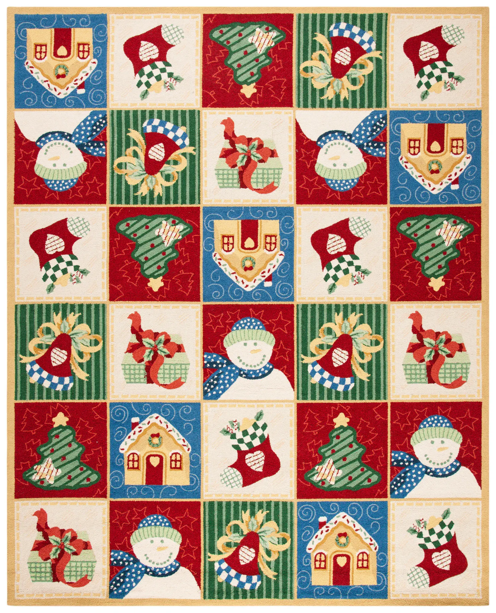 Chelsea Holiday Grid Hand-Hooked Wool Rug