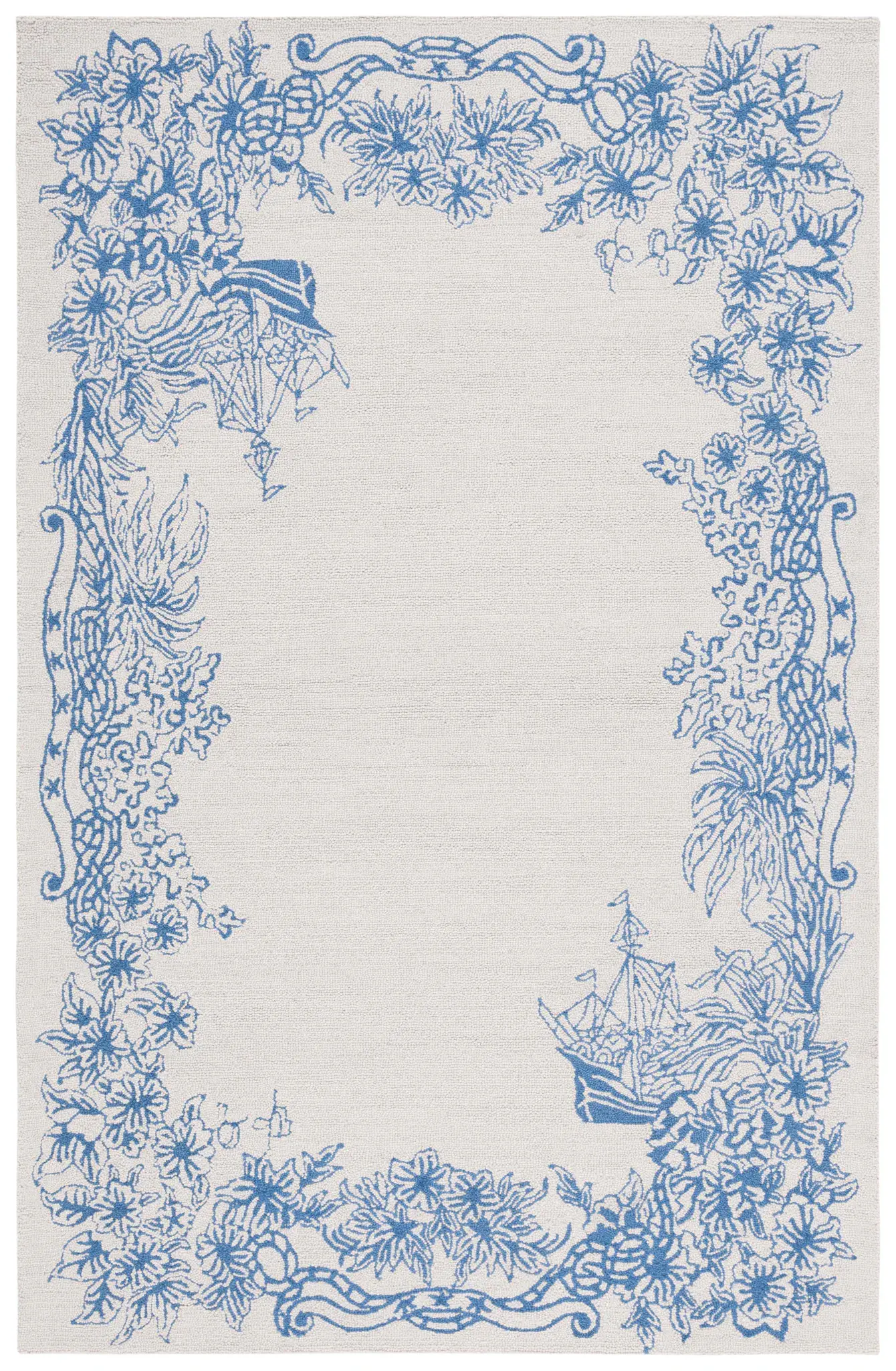 Chelsea Nautical Border Hand-Tufted Wool Rug