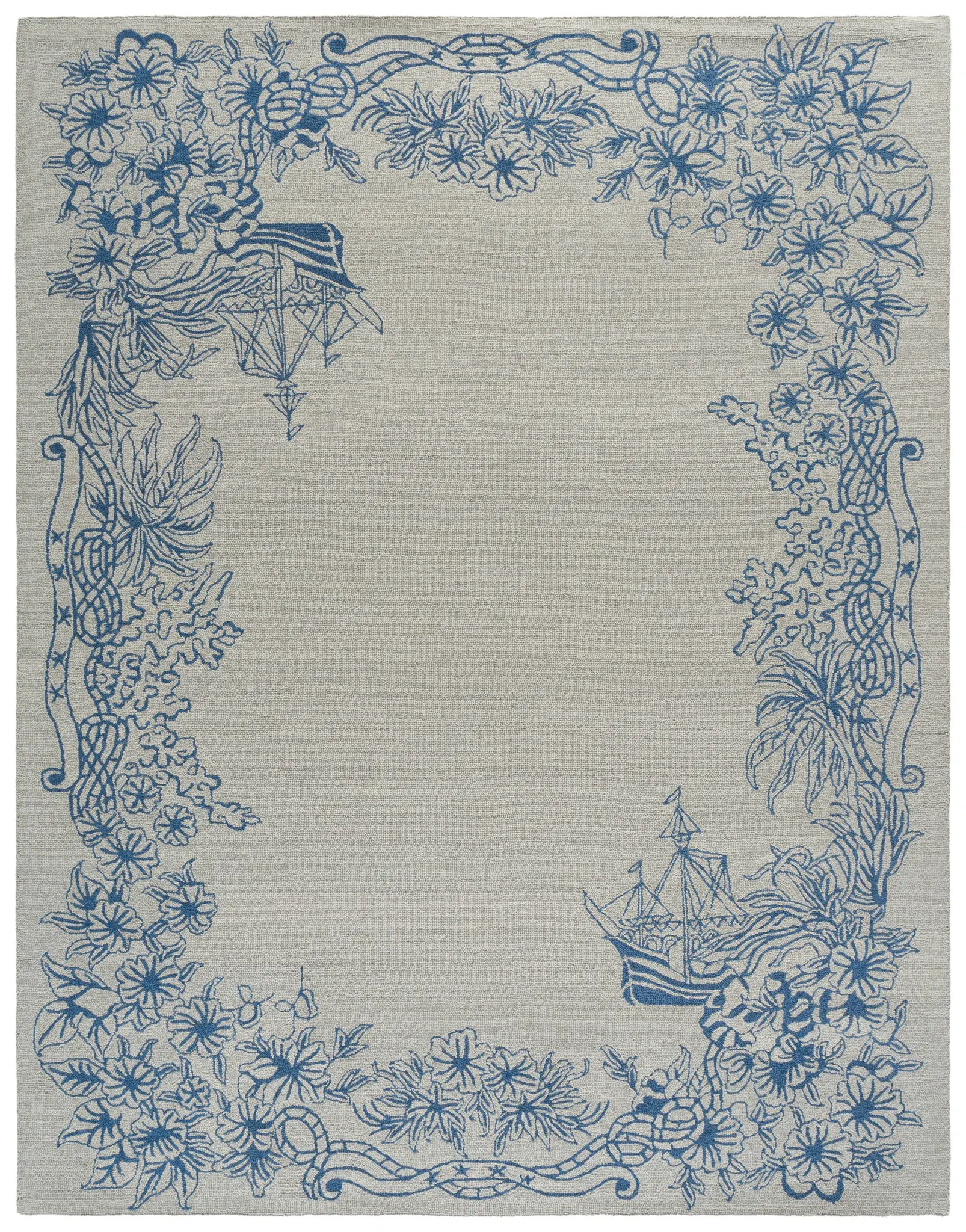 Chelsea Nautical Border Hand-Tufted Wool Rug