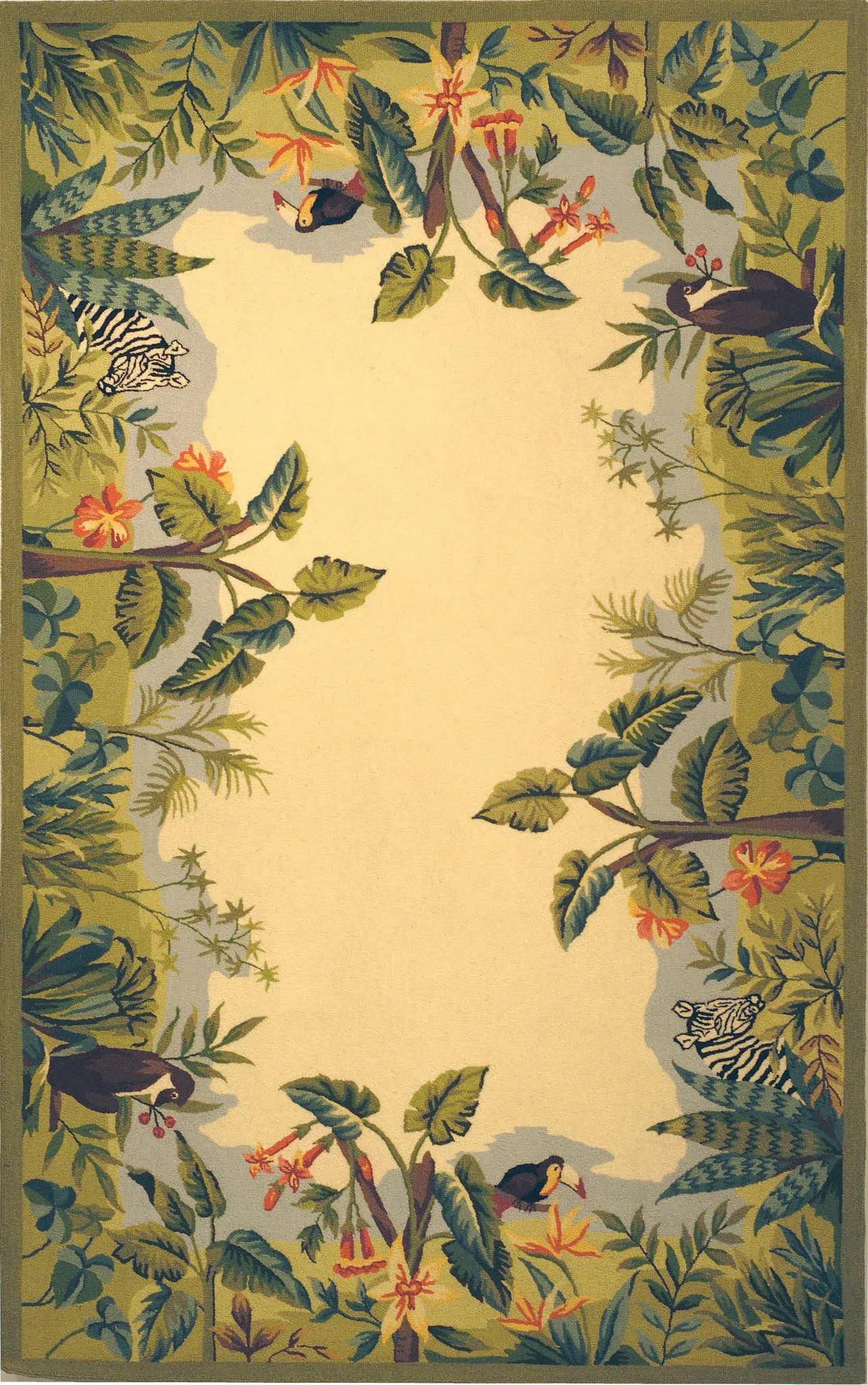 Chelsea Jungle Border Hand-Hooked Wool Rug