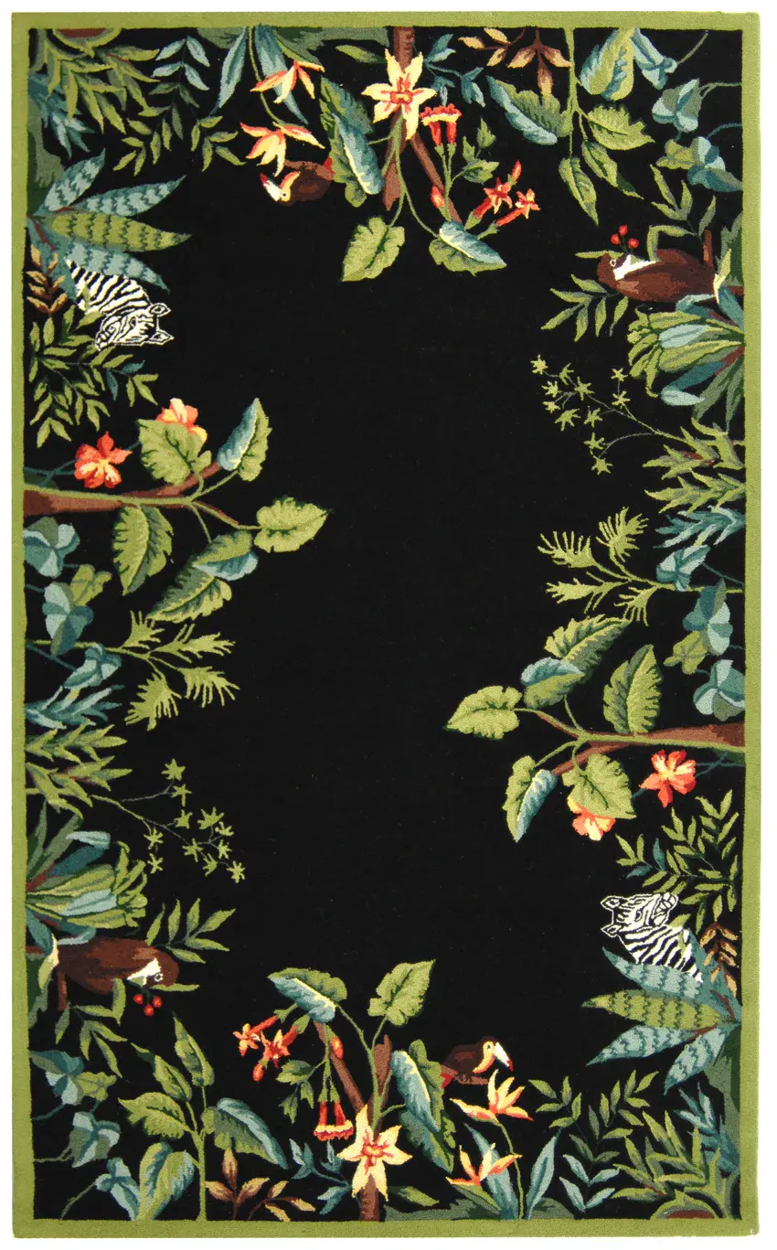 Chelsea Jungle Border Hand-Hooked Wool Rug