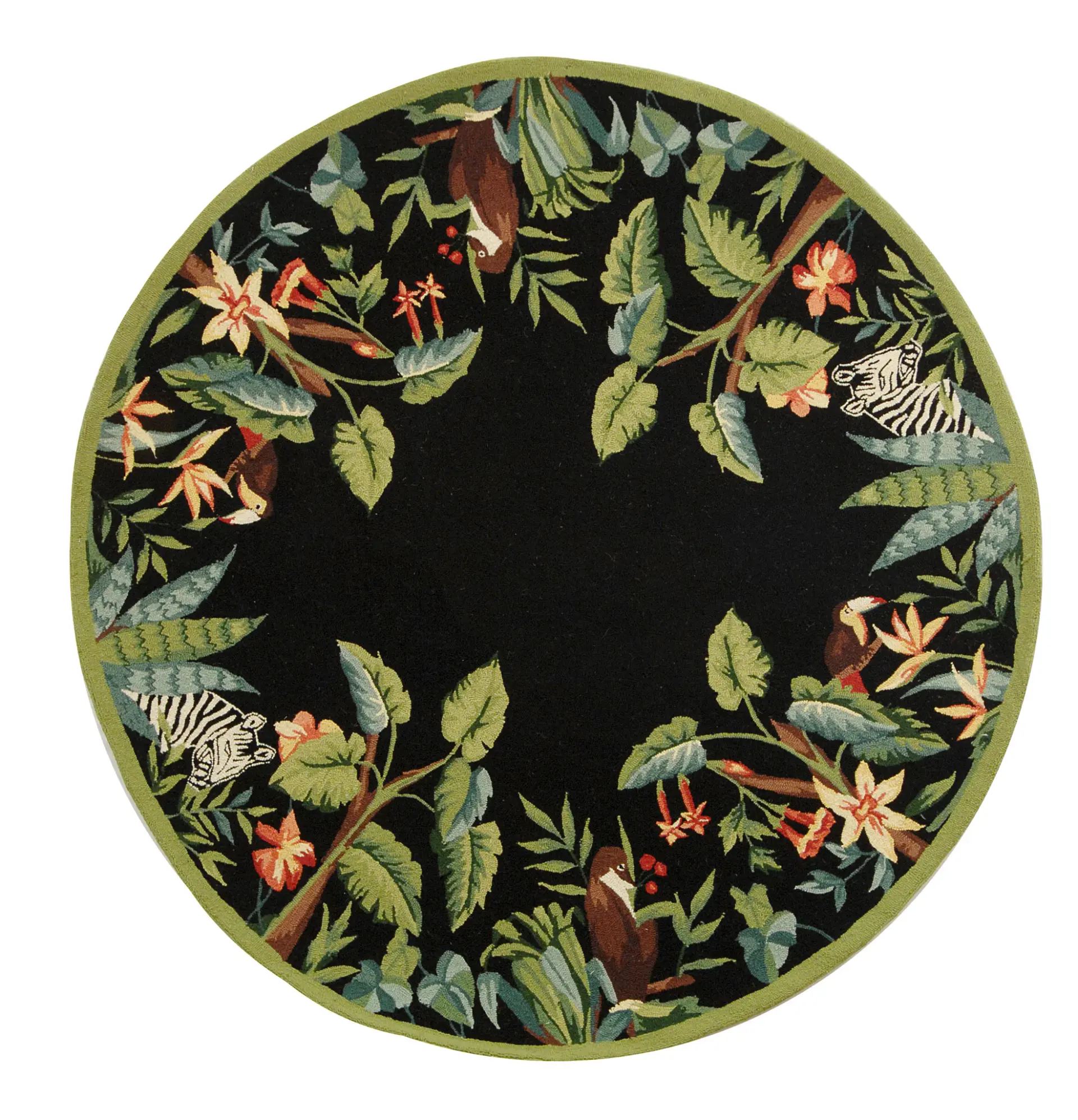 Chelsea Jungle Border Hand-Hooked Wool Rug