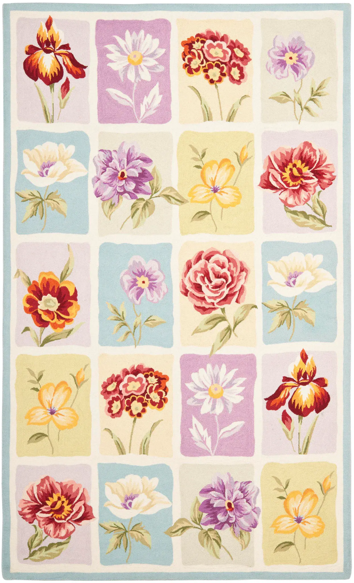 Chelsea Botanical Tile Hand-Hooked Wool Rug