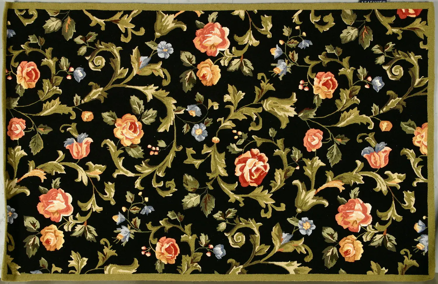 Chelsea Floral Vines Hand-Hooked Wool Rug