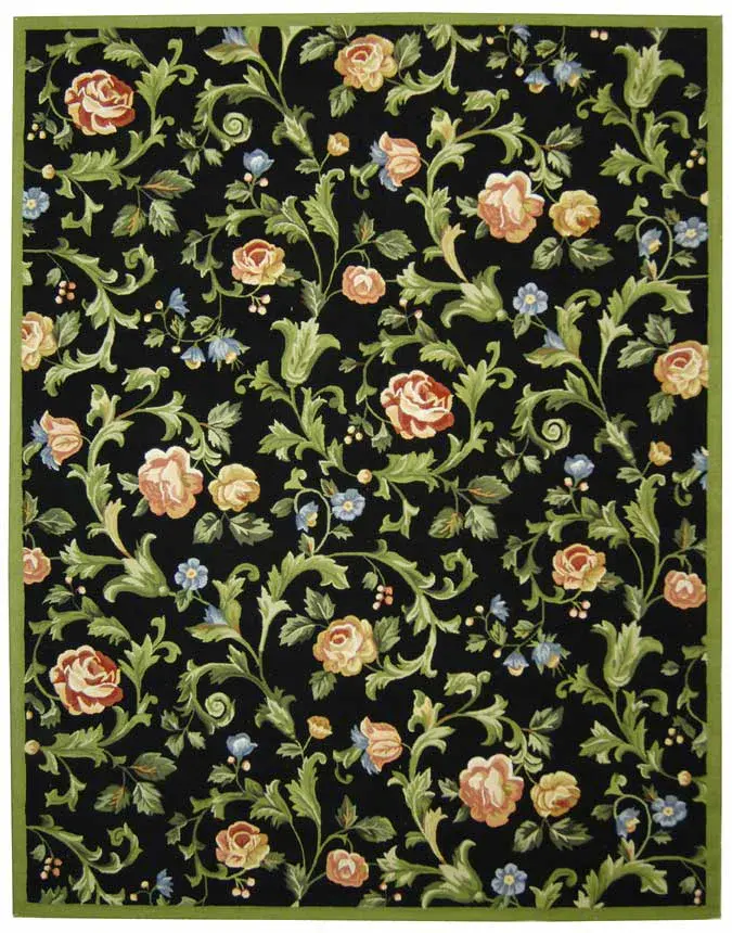 Chelsea Floral Vines Hand-Hooked Wool Rug