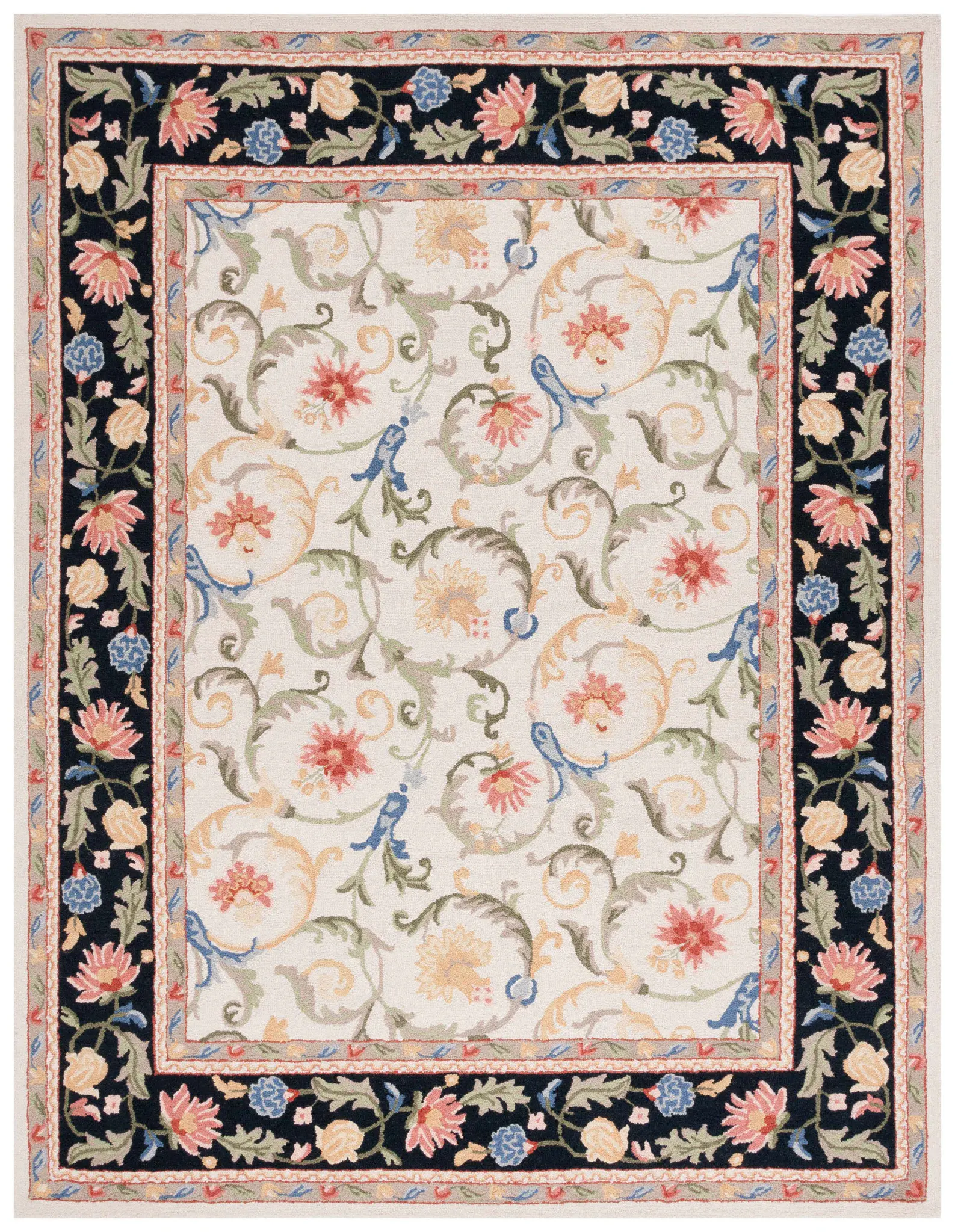 Chelsea Floral Bordered Hand-Tufted Wool Rug