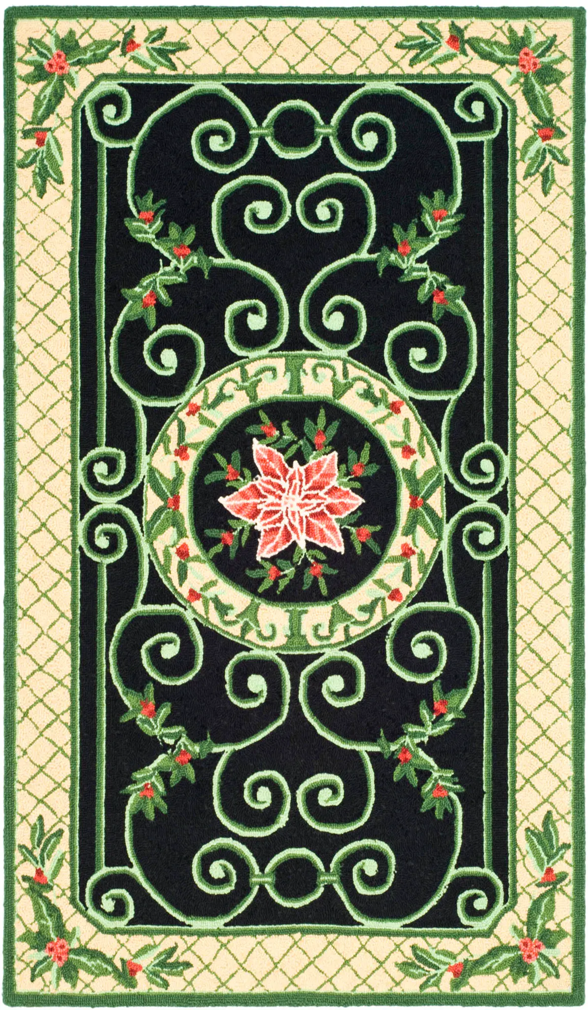 Chelsea Poinsettia Medallion Hand-Hooked Wool Rug