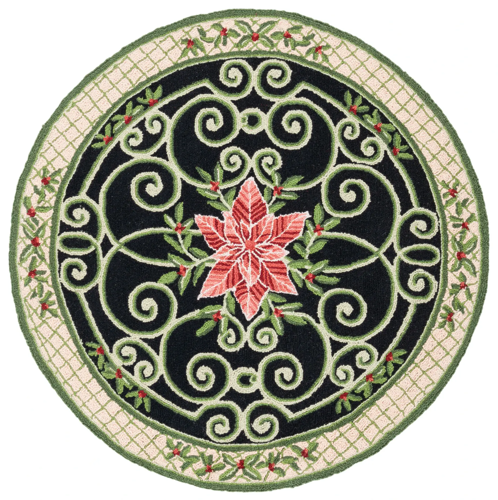 Chelsea Poinsettia Medallion Hand-Hooked Wool Rug