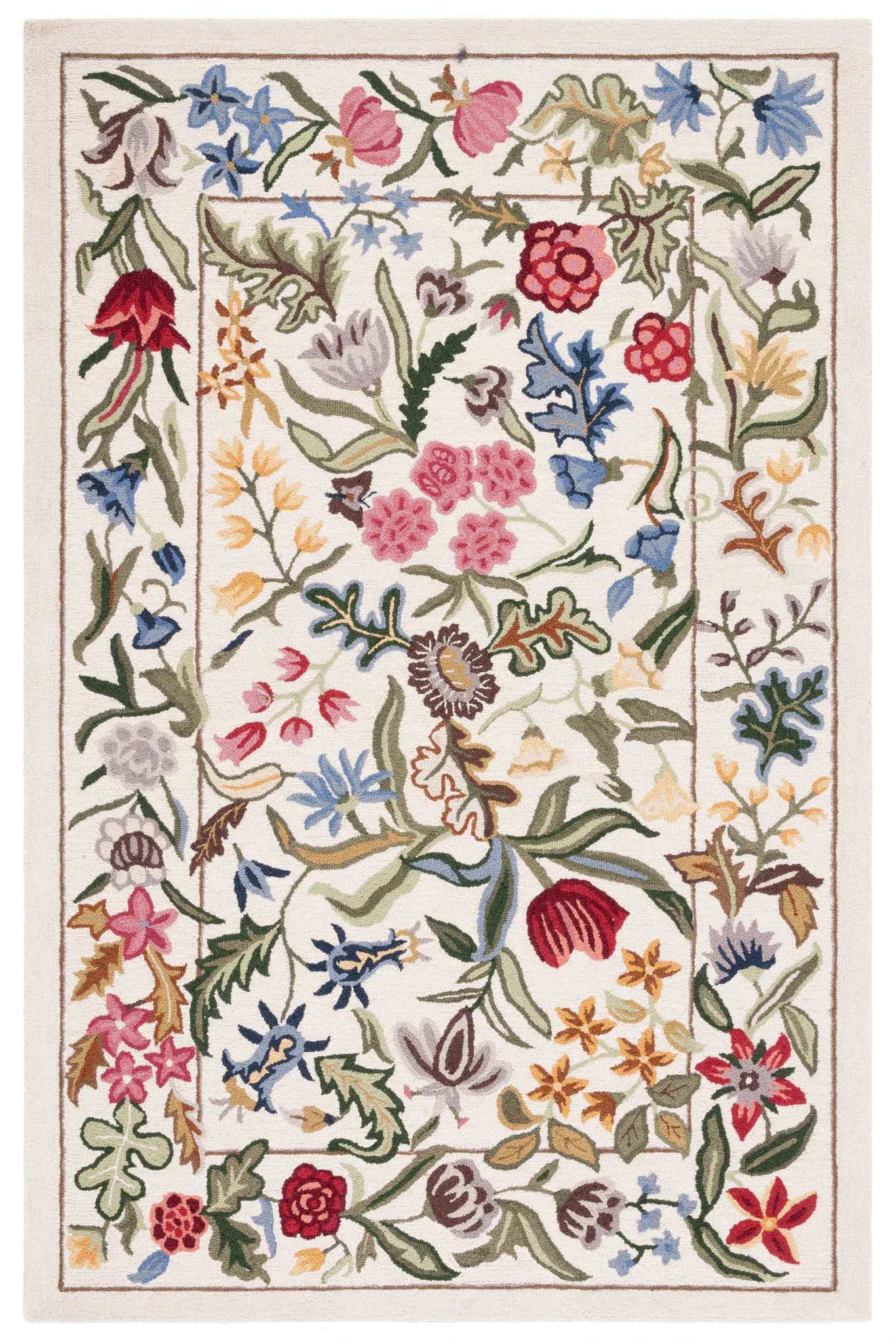 Chelsea Floral Border Hand-Tufted Wool Rug