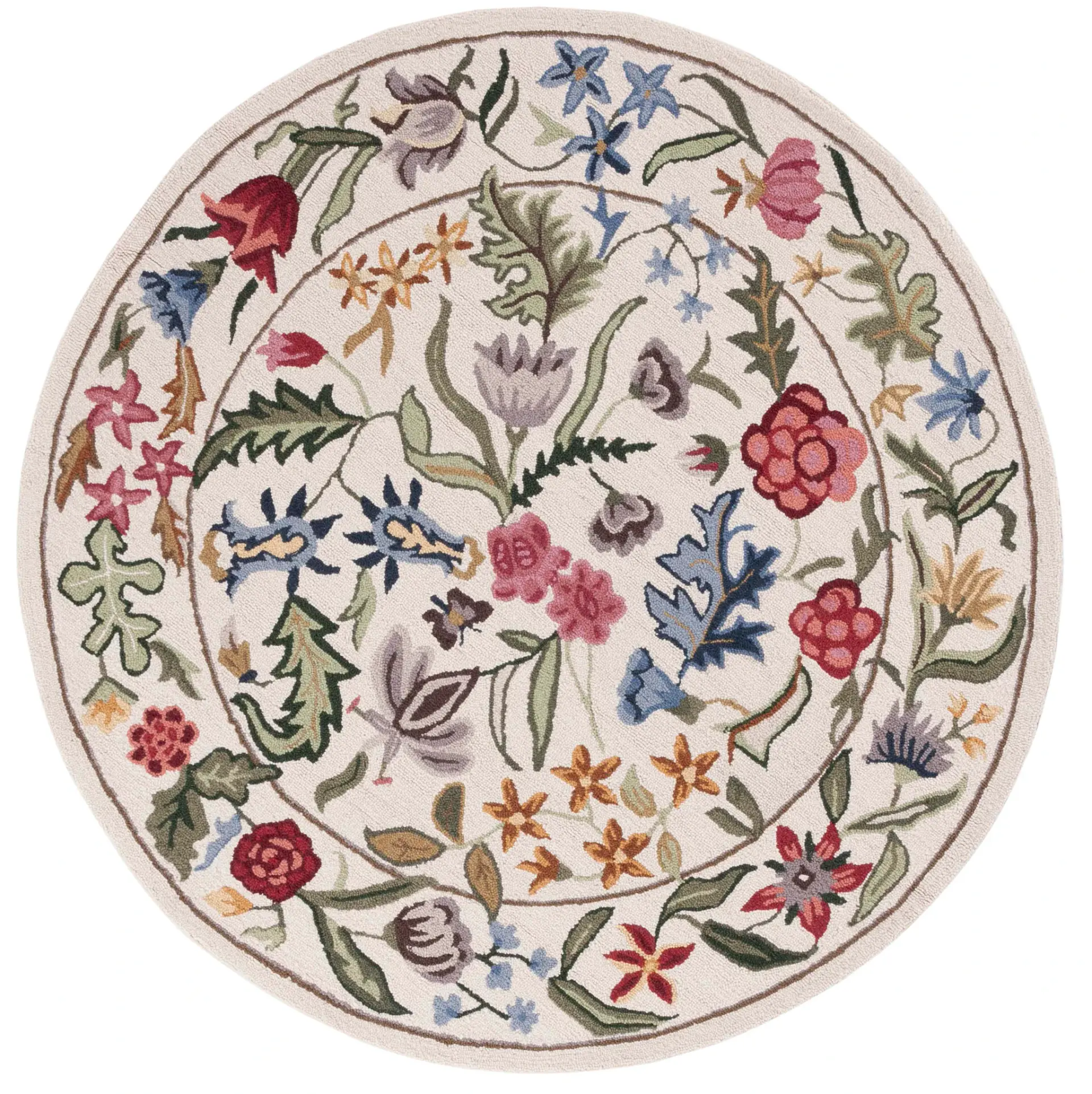 Chelsea Floral Border Hand-Tufted Wool Rug