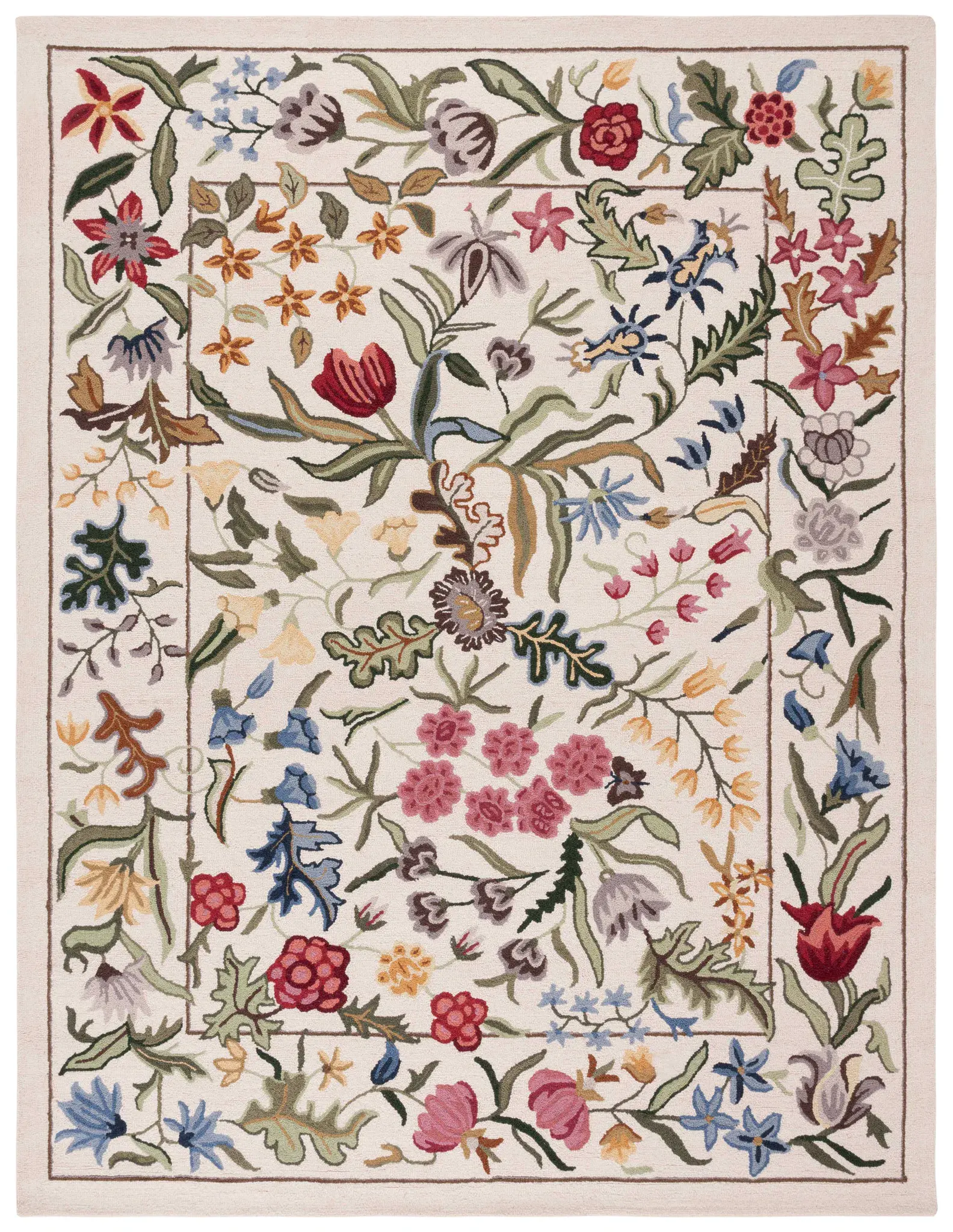 Chelsea Floral Border Hand-Tufted Wool Rug