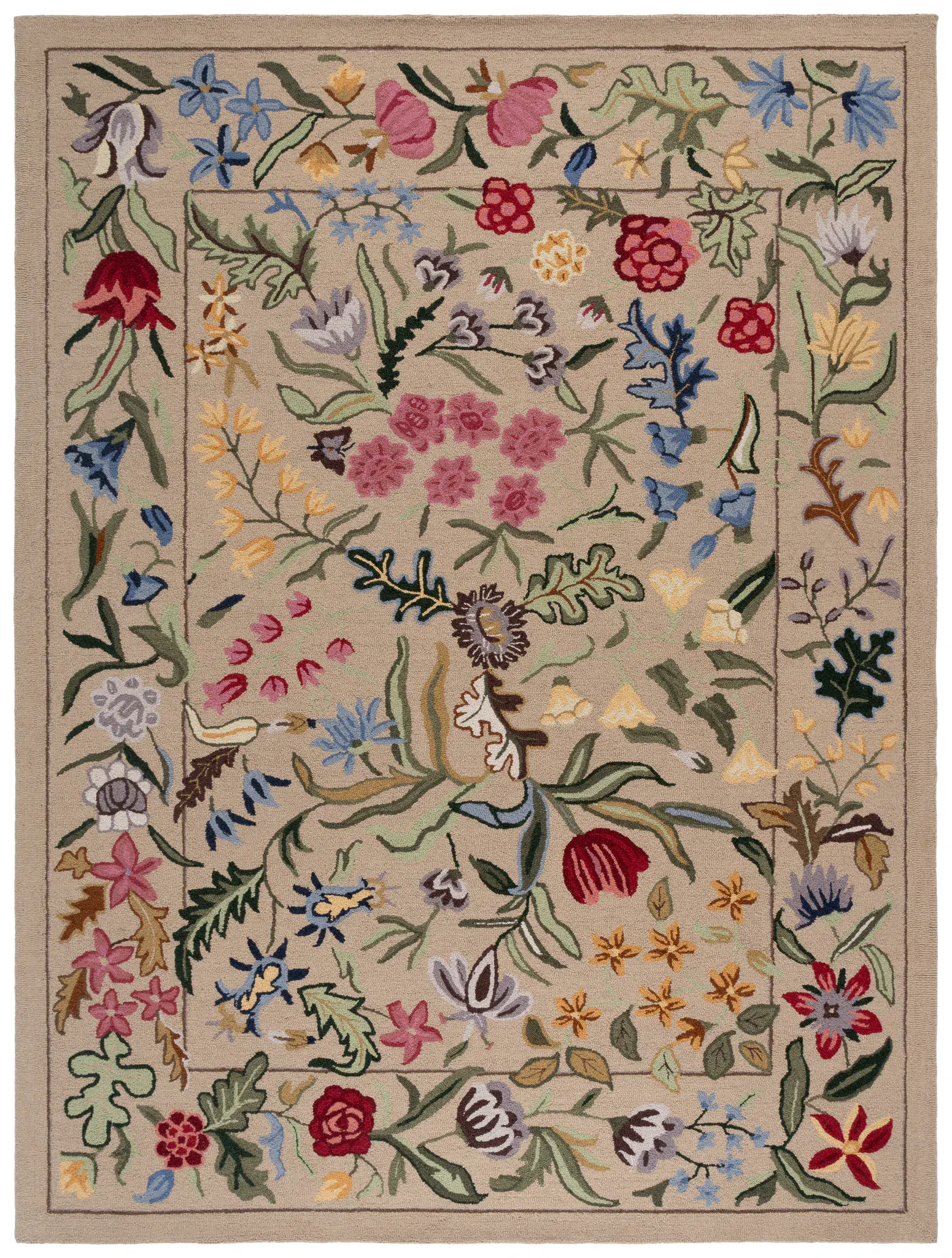 Chelsea Floral Border Hand-Tufted Wool Rug