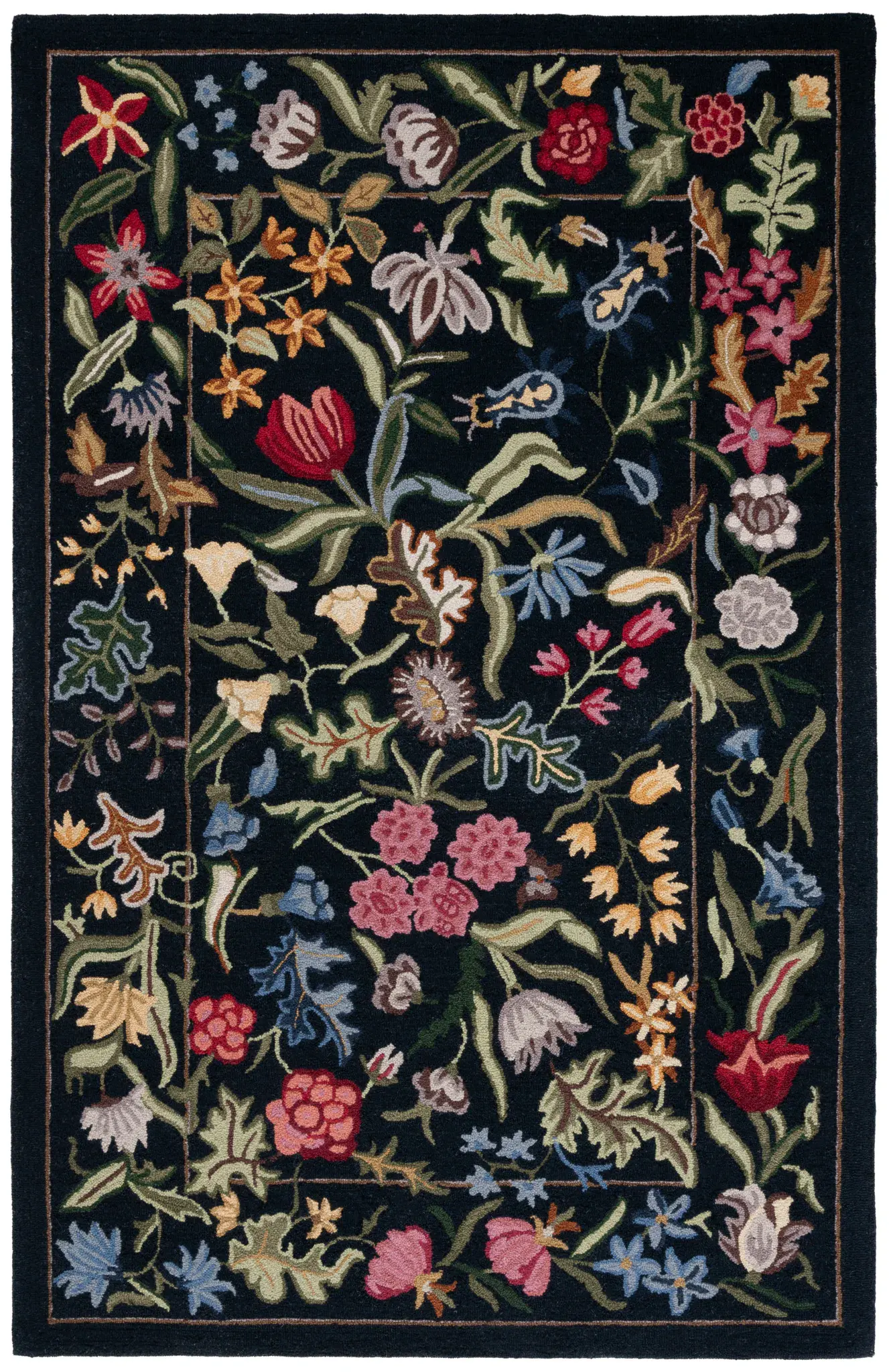 Chelsea Floral Border Hand-Tufted Wool Rug