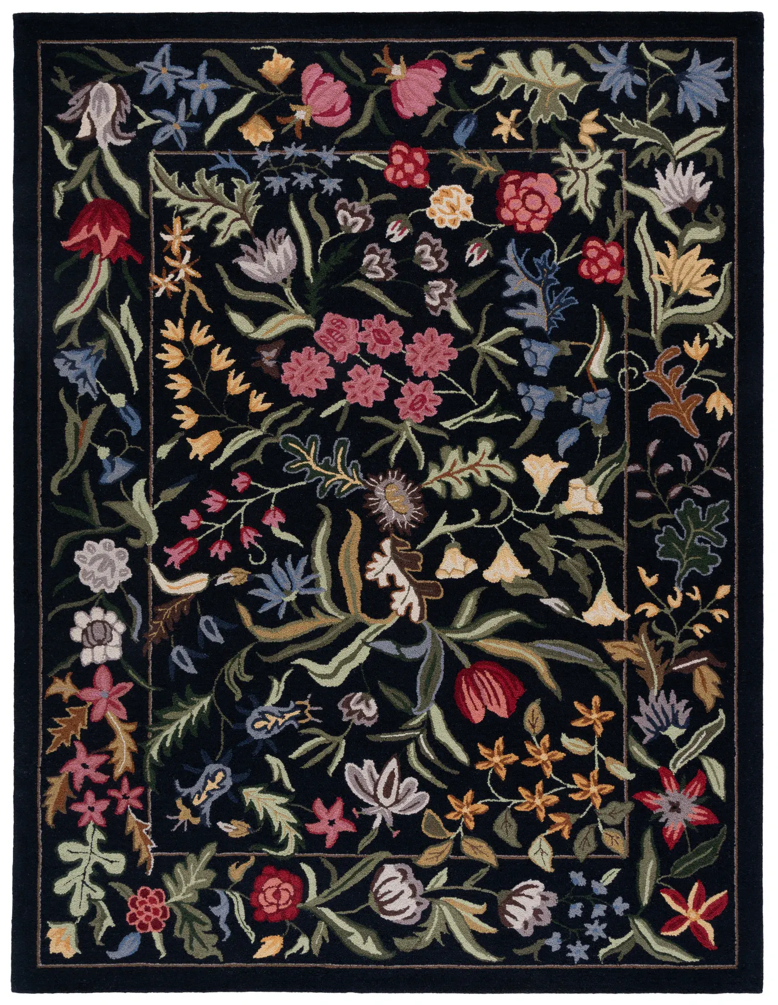 Chelsea Floral Border Hand-Tufted Wool Rug
