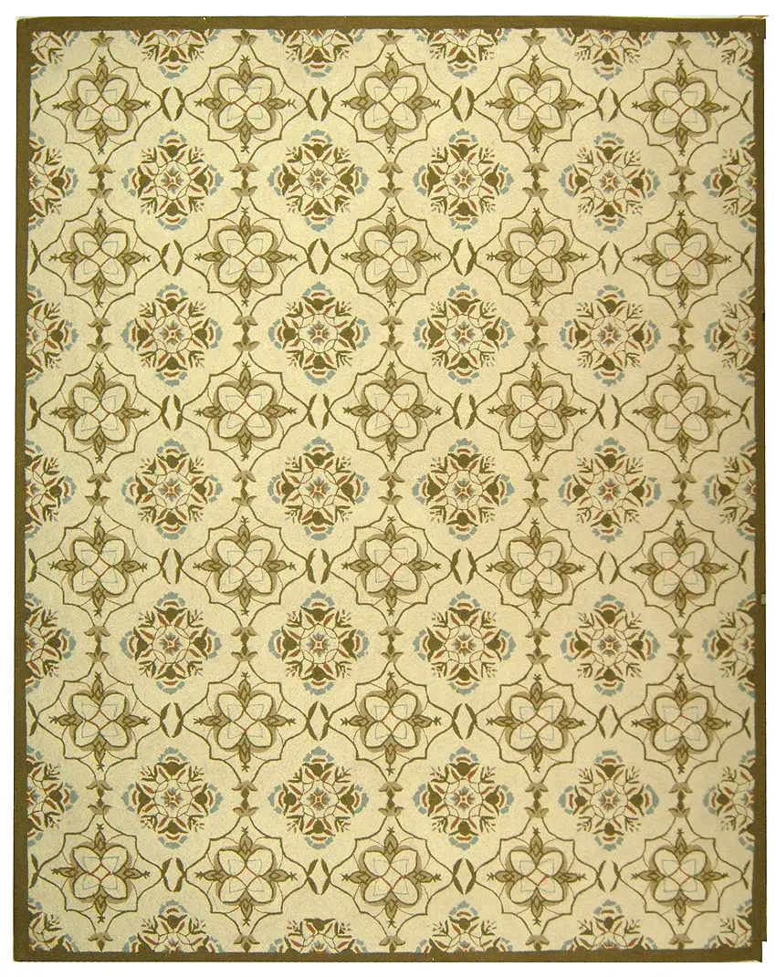 Chelsea Floral Lattice Hand-Hooked Wool Rug
