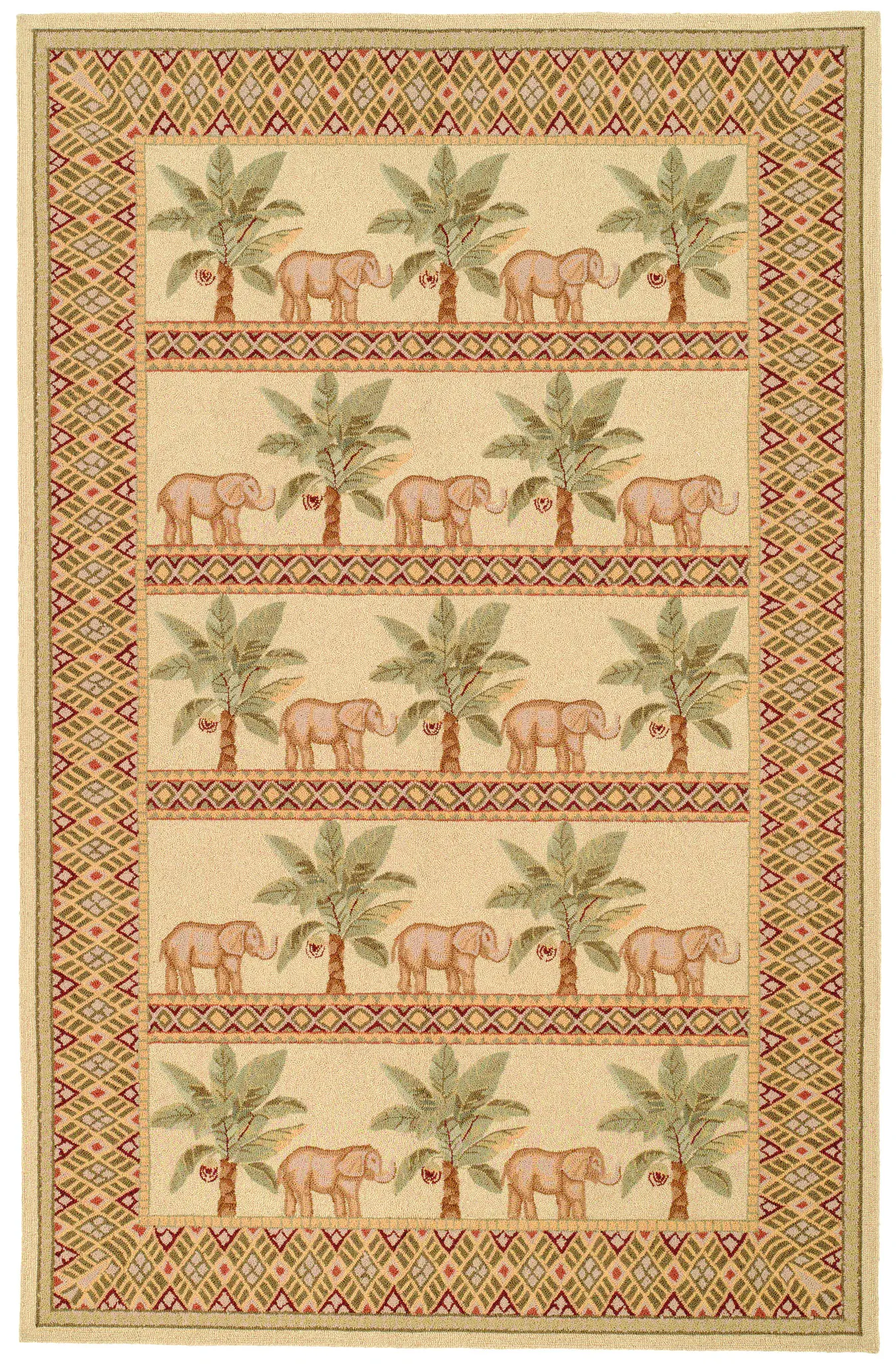 Chelsea Safari Elephant Palm Hand-Hooked Wool Rug