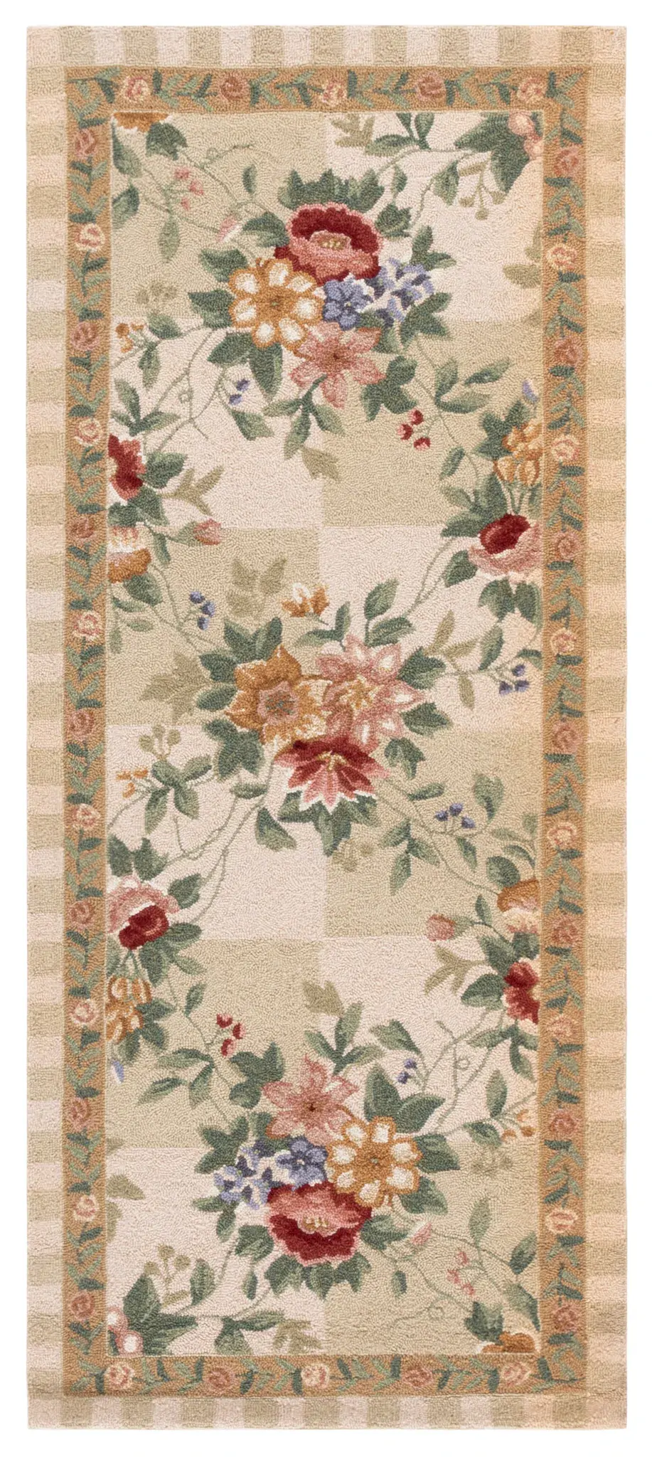Chelsea Checkered Floral Trellis Hand-Hooked Wool Rug
