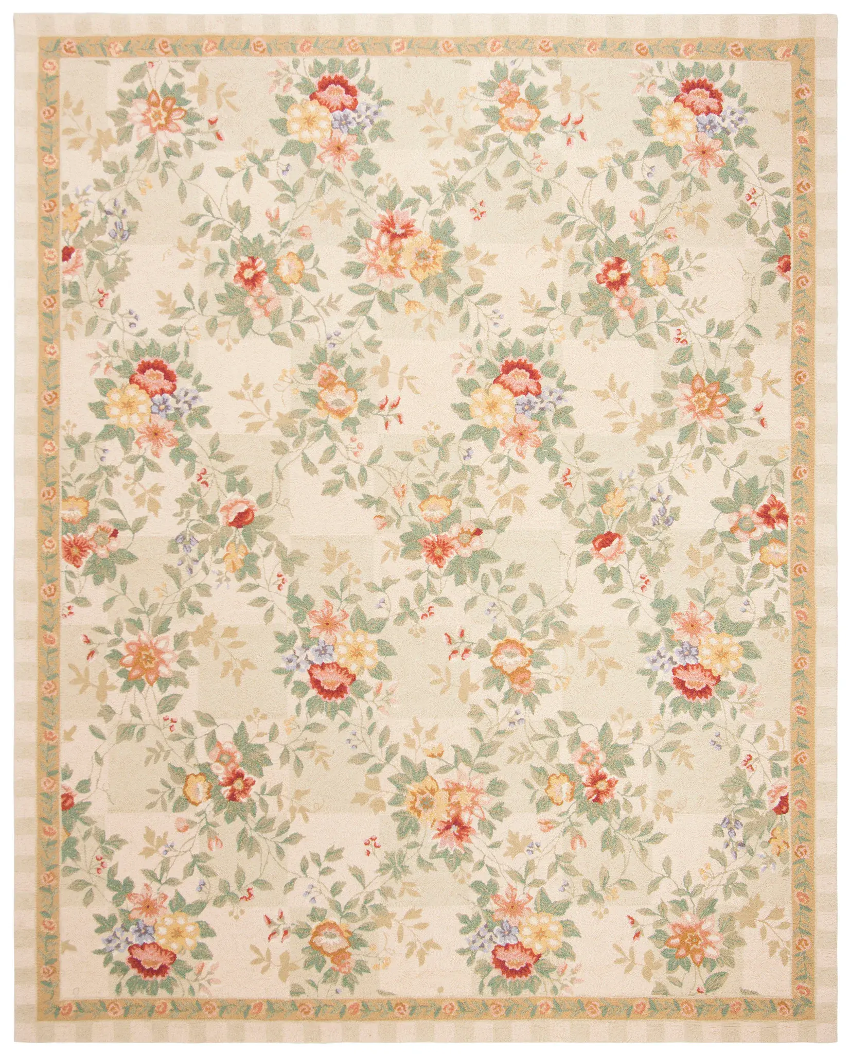 Chelsea Checkered Floral Trellis Hand-Hooked Wool Rug