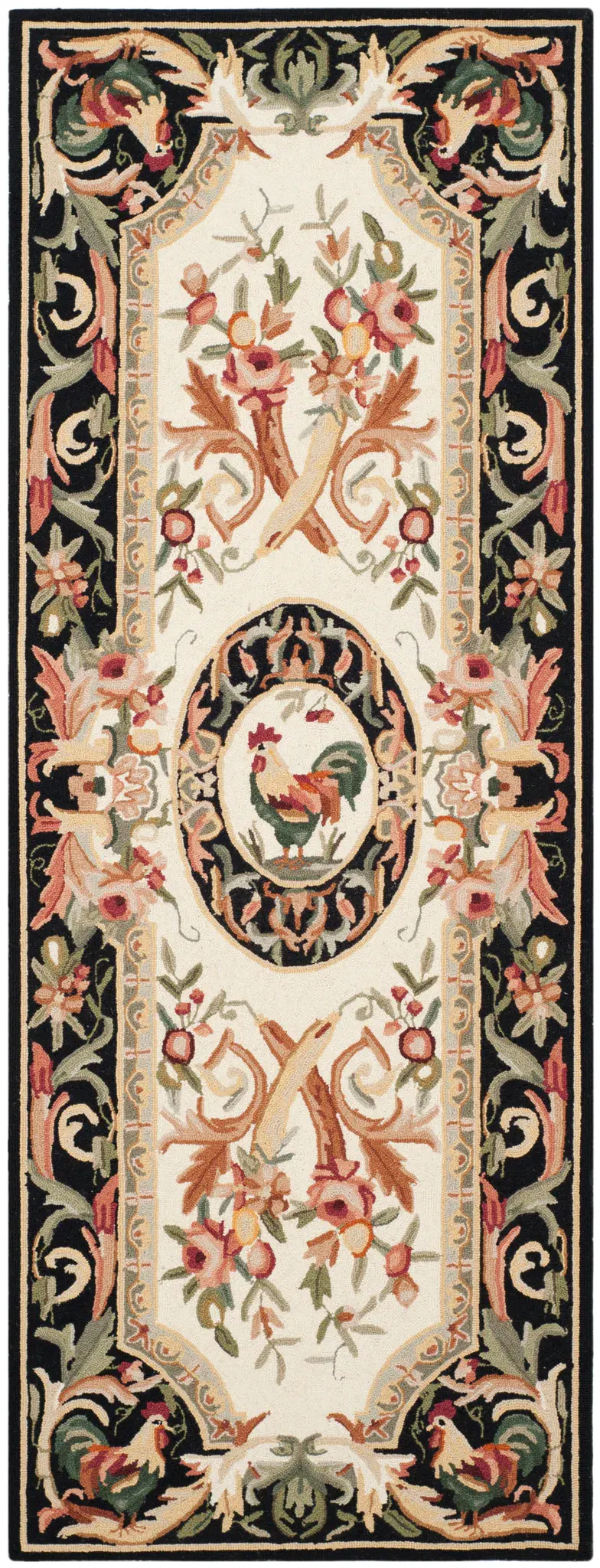 Chelsea Rooster And Floral Medallion Hand-Hooked Wool Rug