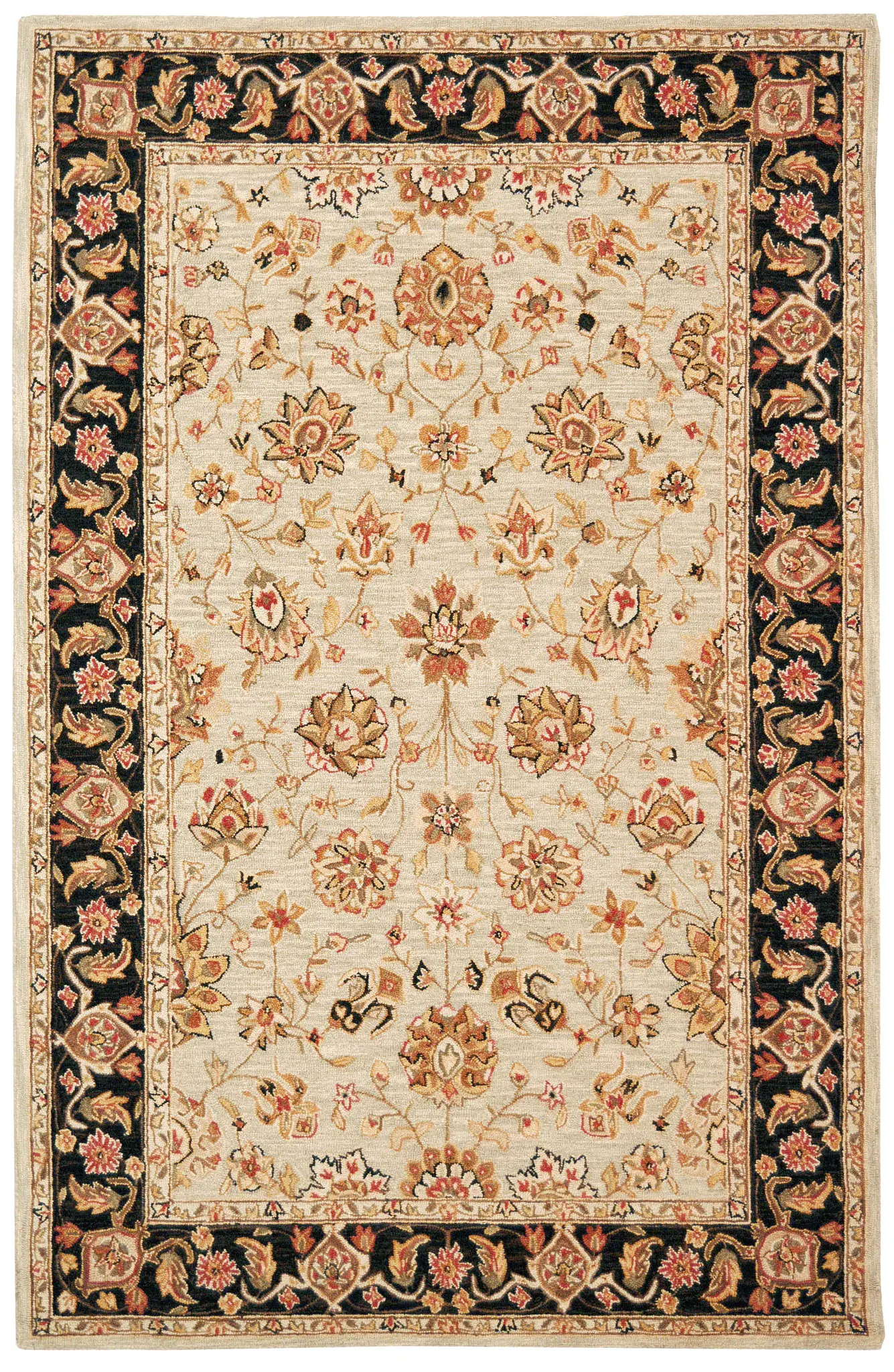 Chelsea Oval Floral Bordered Hand-Hooked Wool Rug