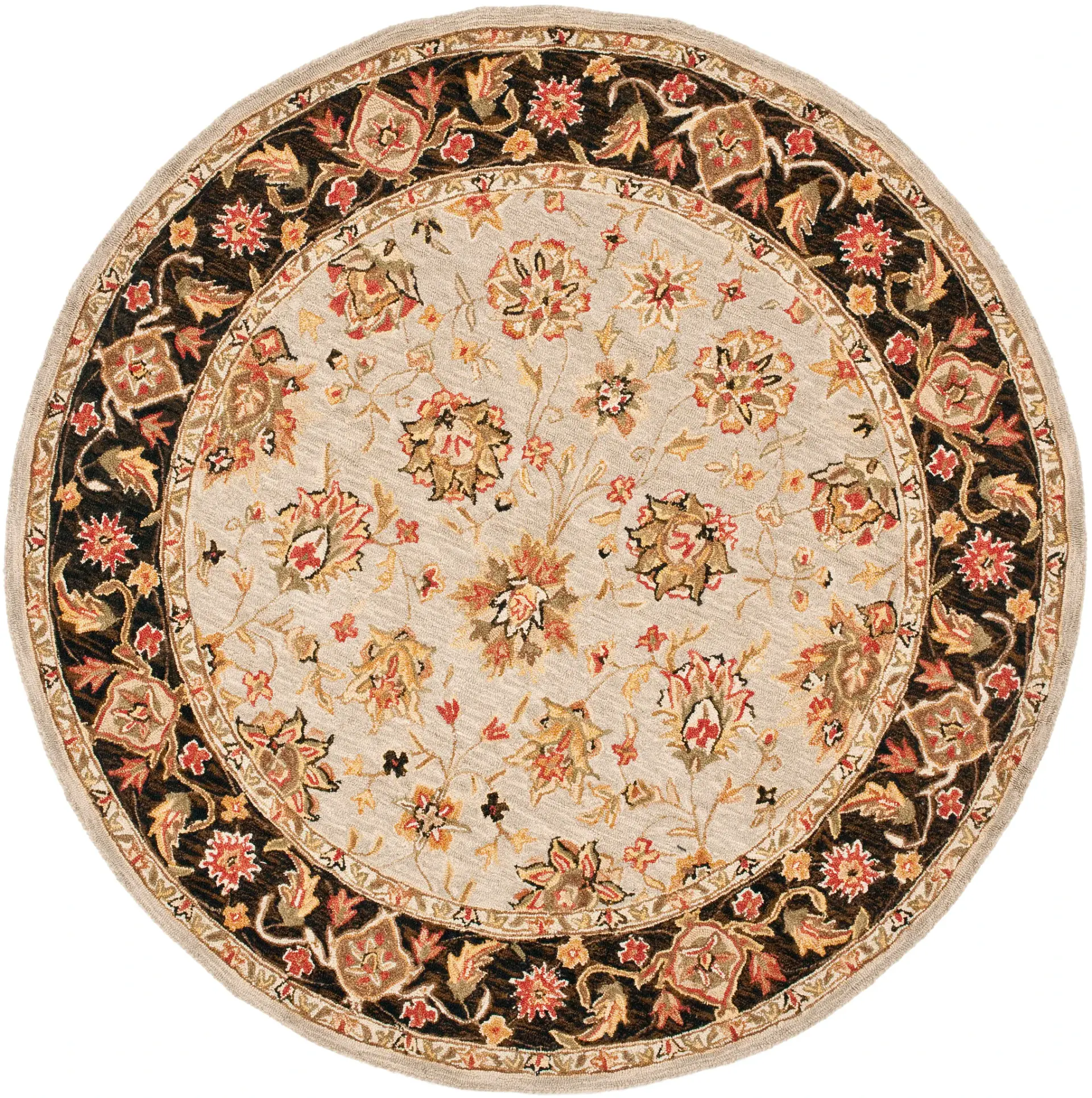 Chelsea Oval Floral Bordered Hand-Hooked Wool Rug