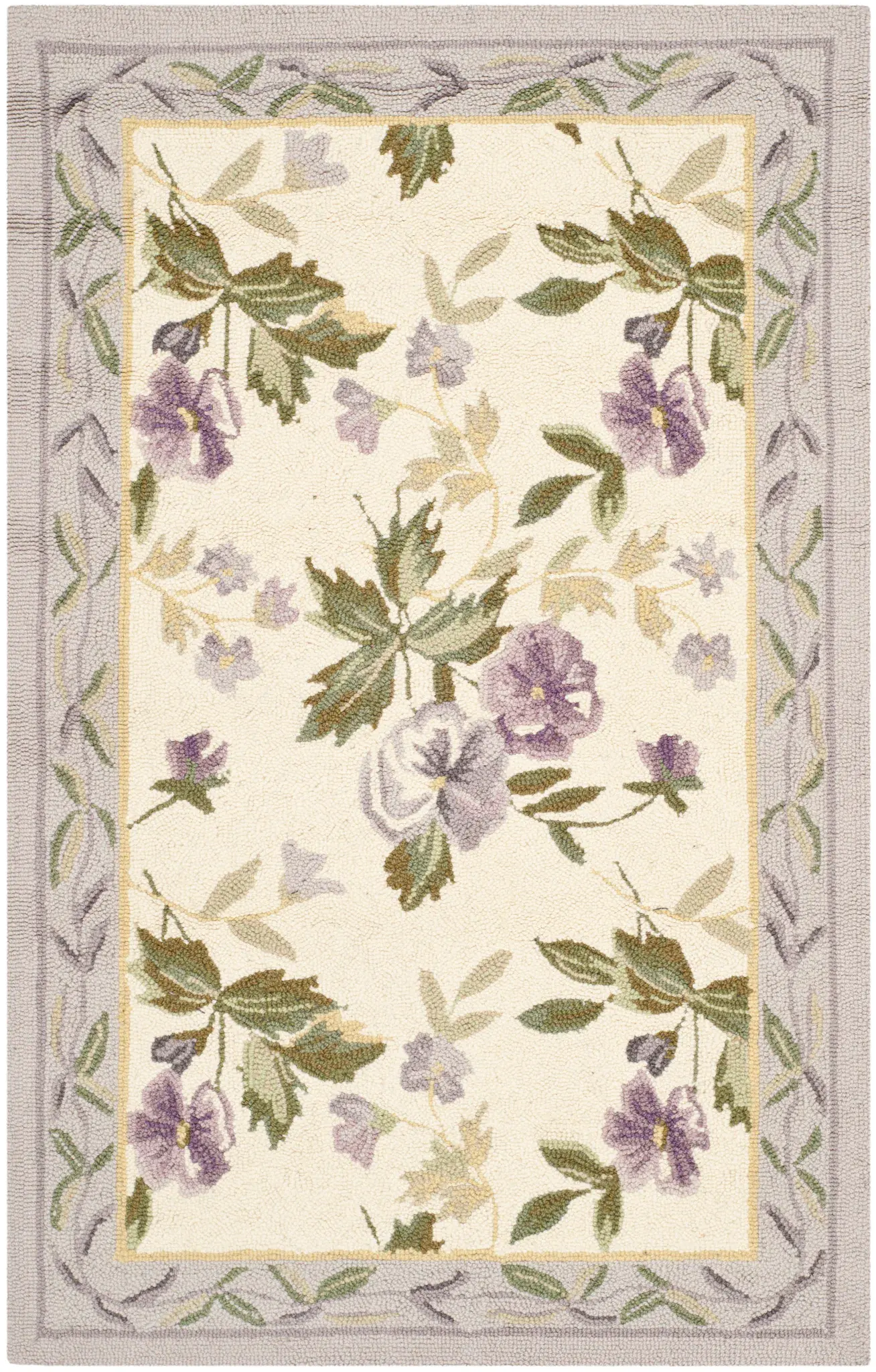Chelsea Cottage Floral Bordered Hand-Hooked Wool Rug