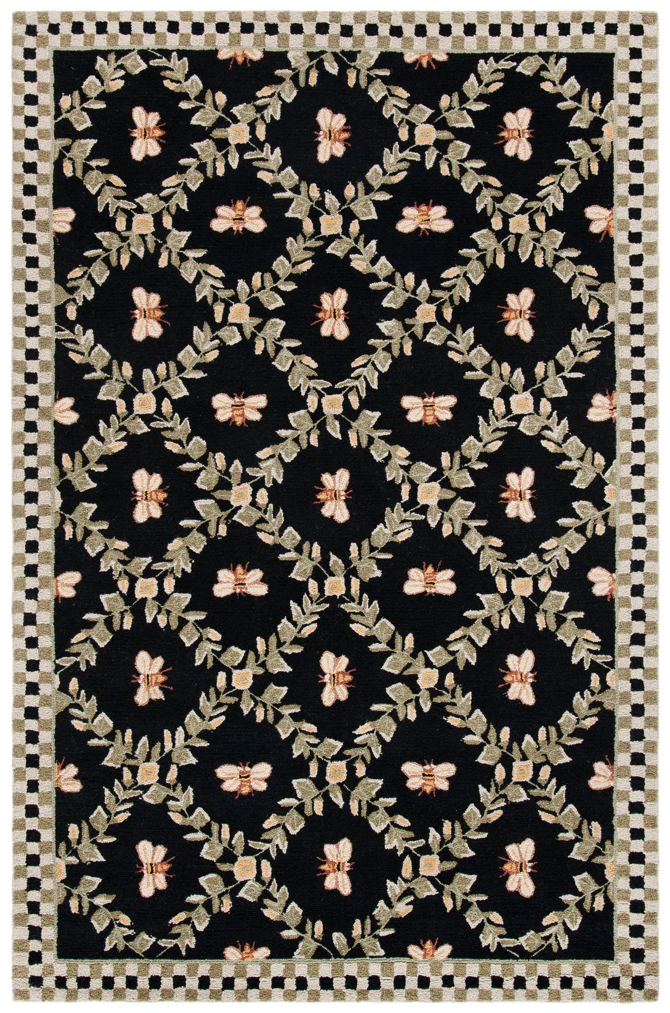 Chelsea Bee And Vine Trellis Hand-Hooked Wool Rug
