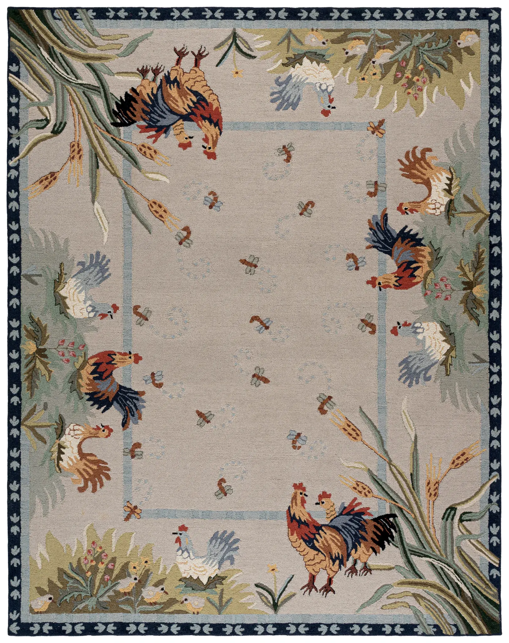 Chelsea Rooster And Wheat Hand-Hooked Wool Rug