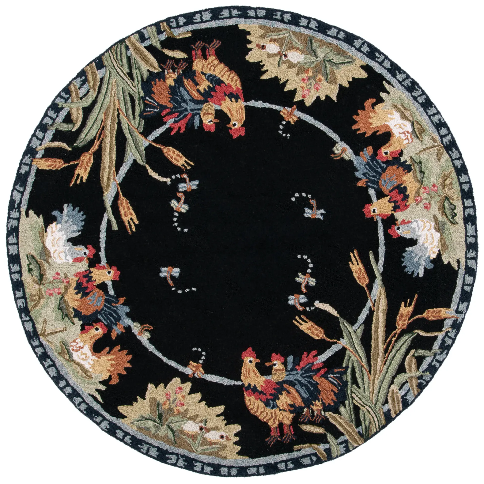 Chelsea Rooster And Wheat Hand-Hooked Wool Rug
