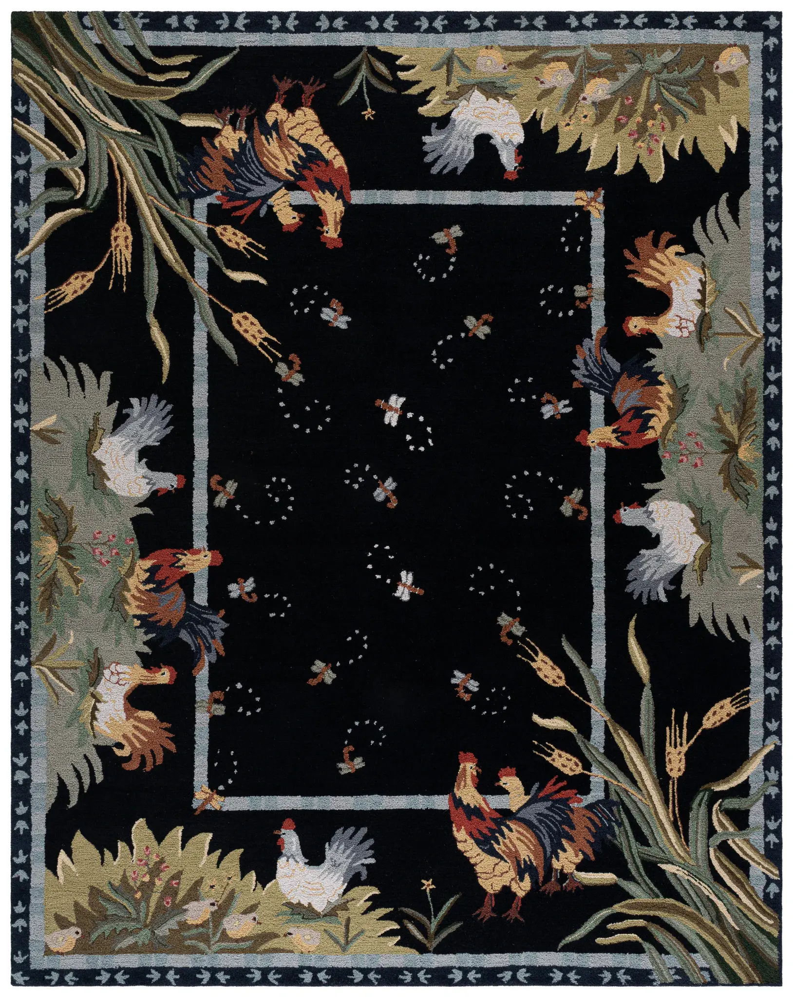 Chelsea Rooster And Wheat Hand-Hooked Wool Rug